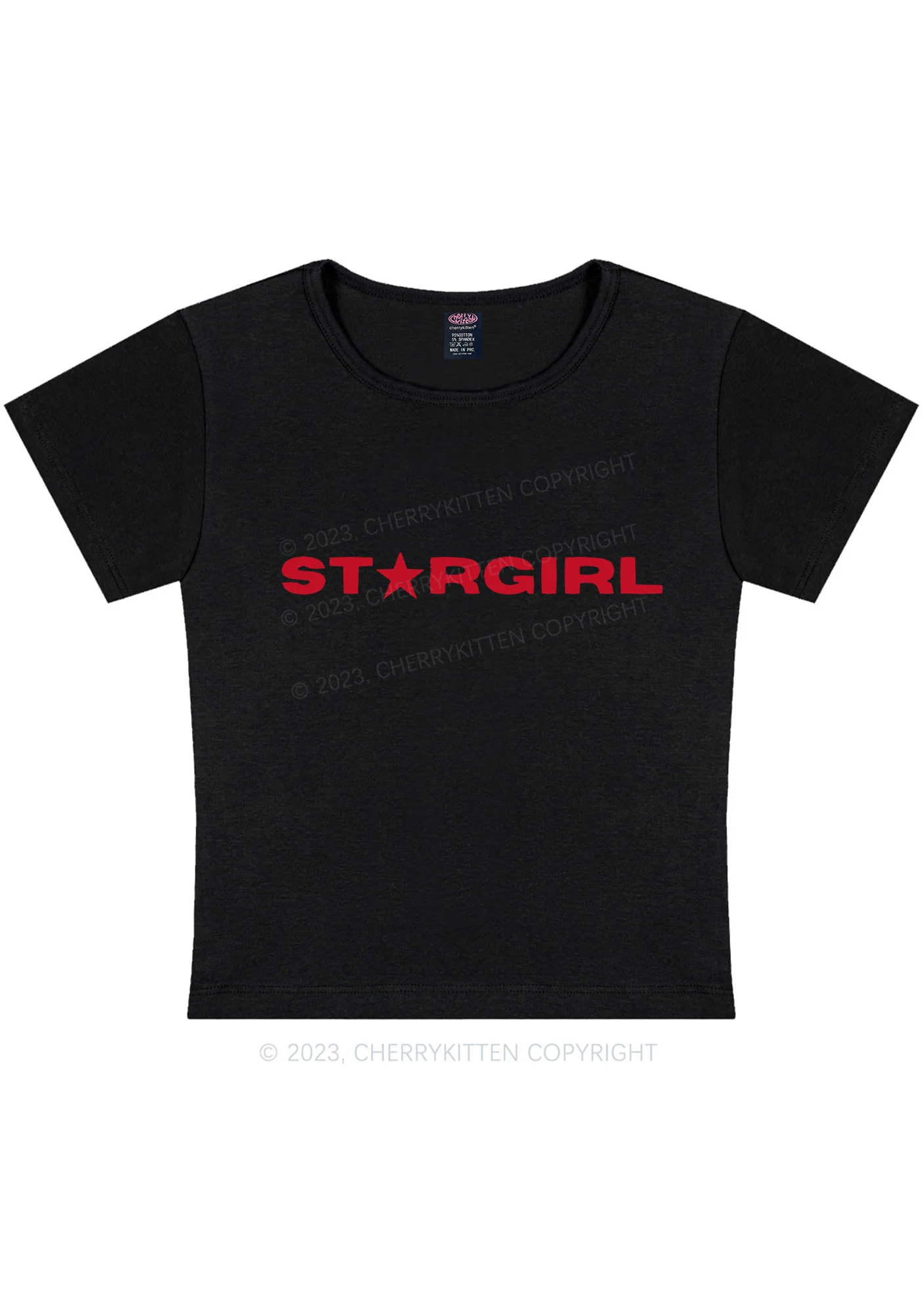 Red Stargirl Y2K Baby Tee Cherrykitten - Image 4