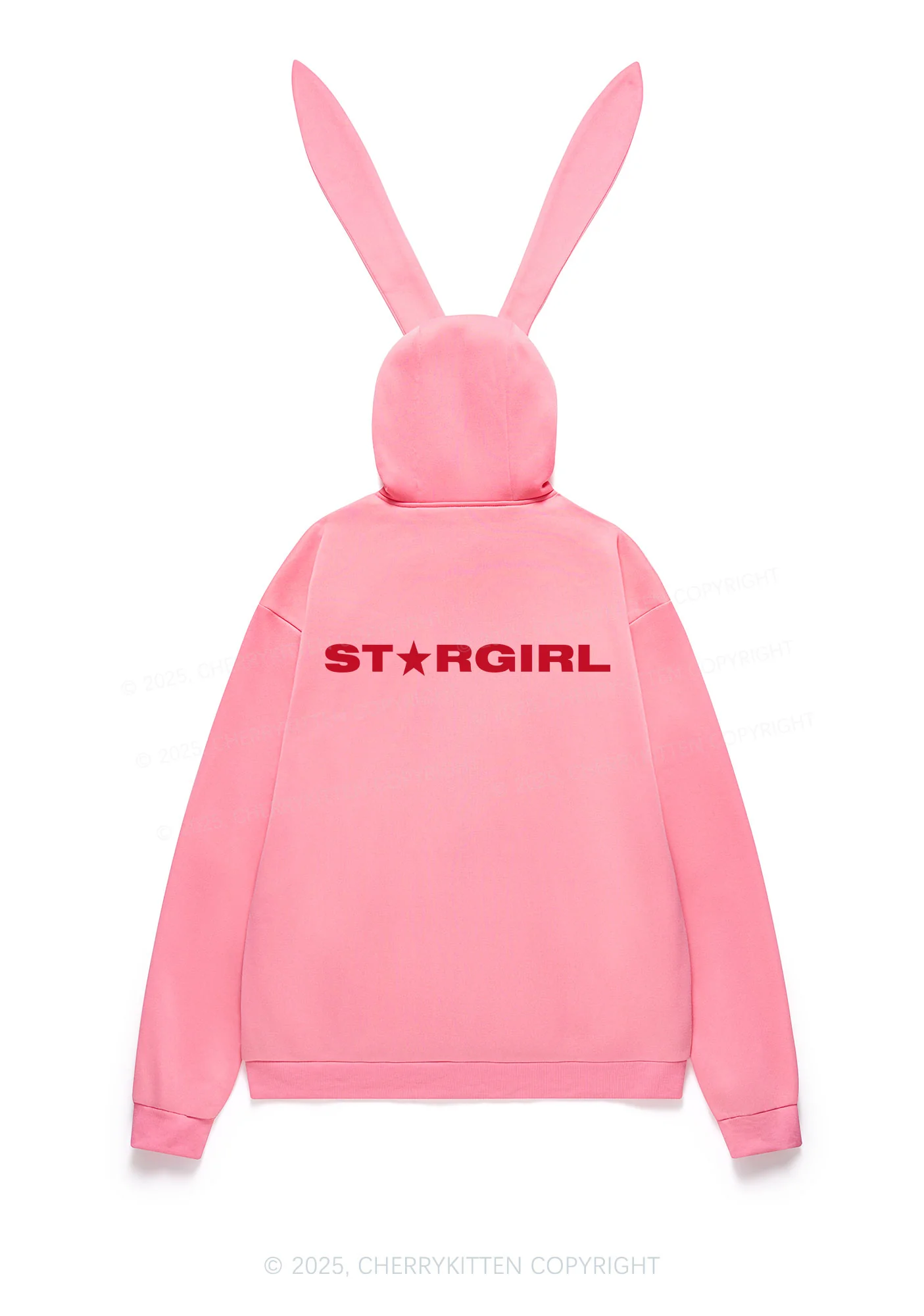 Red Stargirl Y2K Bunny Ear Zip Hoodie Cherrykitten - Image 4