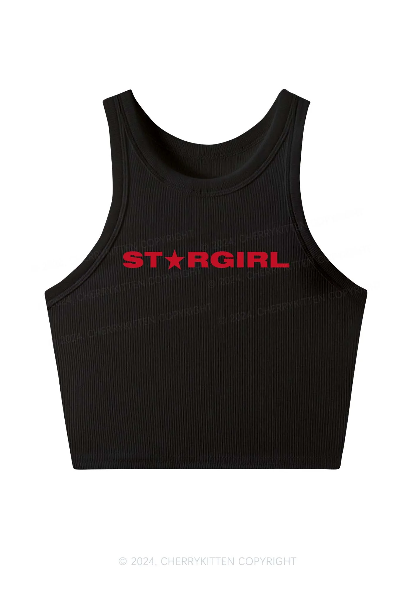 Red Stargirl Y2K Crop Tank Top Cherrykitten - Image 2
