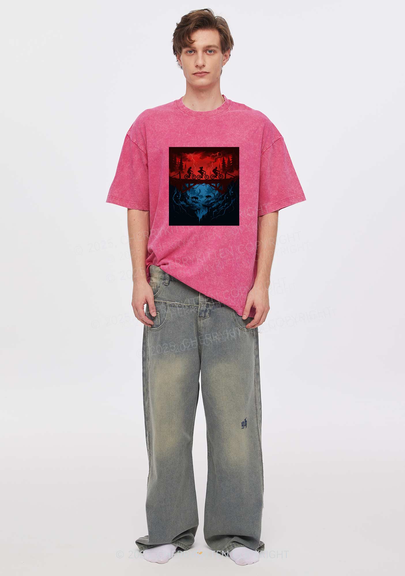 Red Storm Riders Y2K Shirts Washed Tee Cherrykitten - Image 2