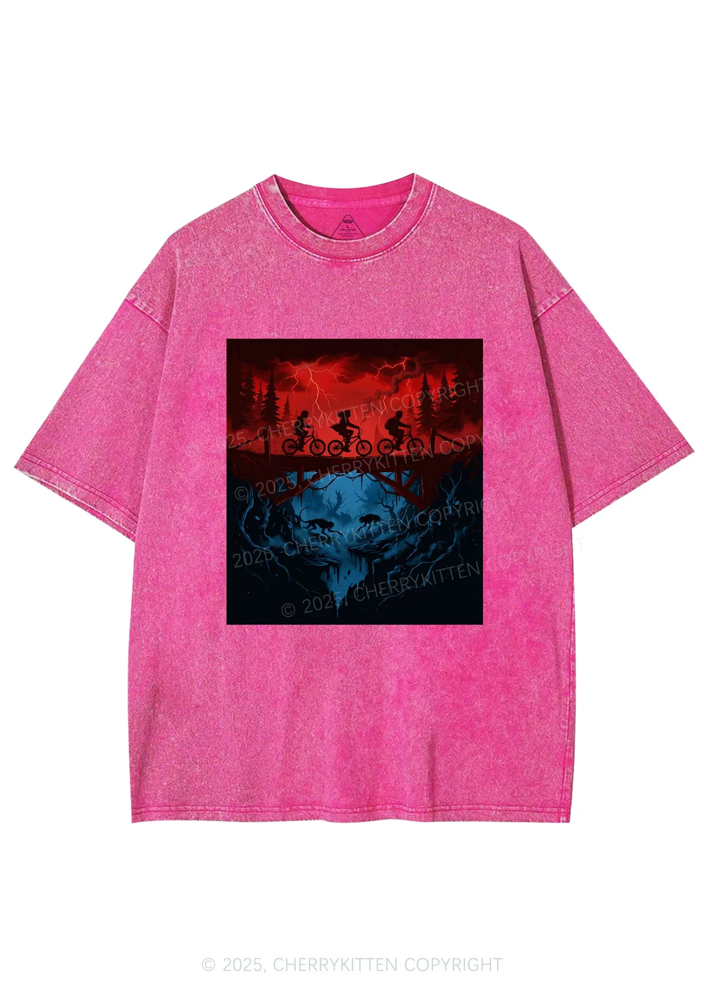 Red Storm Riders Y2K Shirts Washed Tee Cherrykitten - Image 3