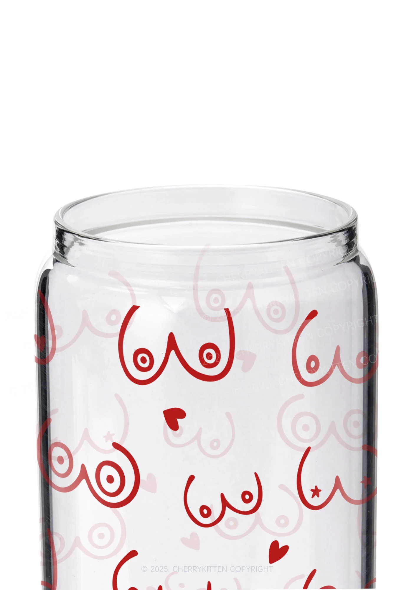 Red Txts Y2K Printed Glass Cup Cherrykitten - Image 2