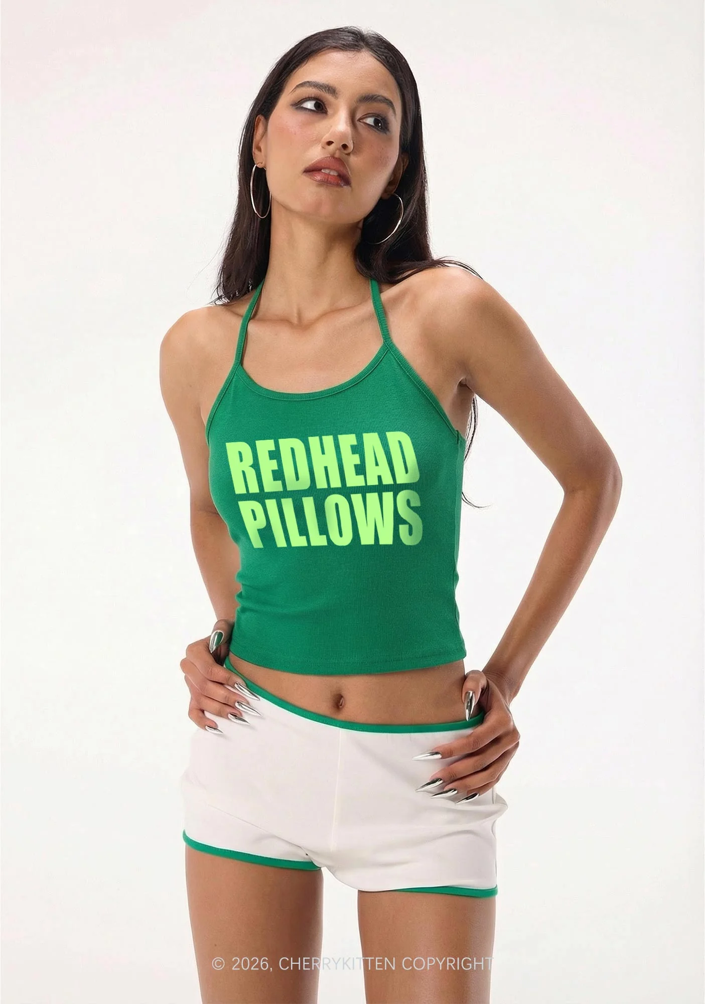 Redhead Pillows St Patricks Y2K Halter Neck Cami Cherrykitten - Image 2