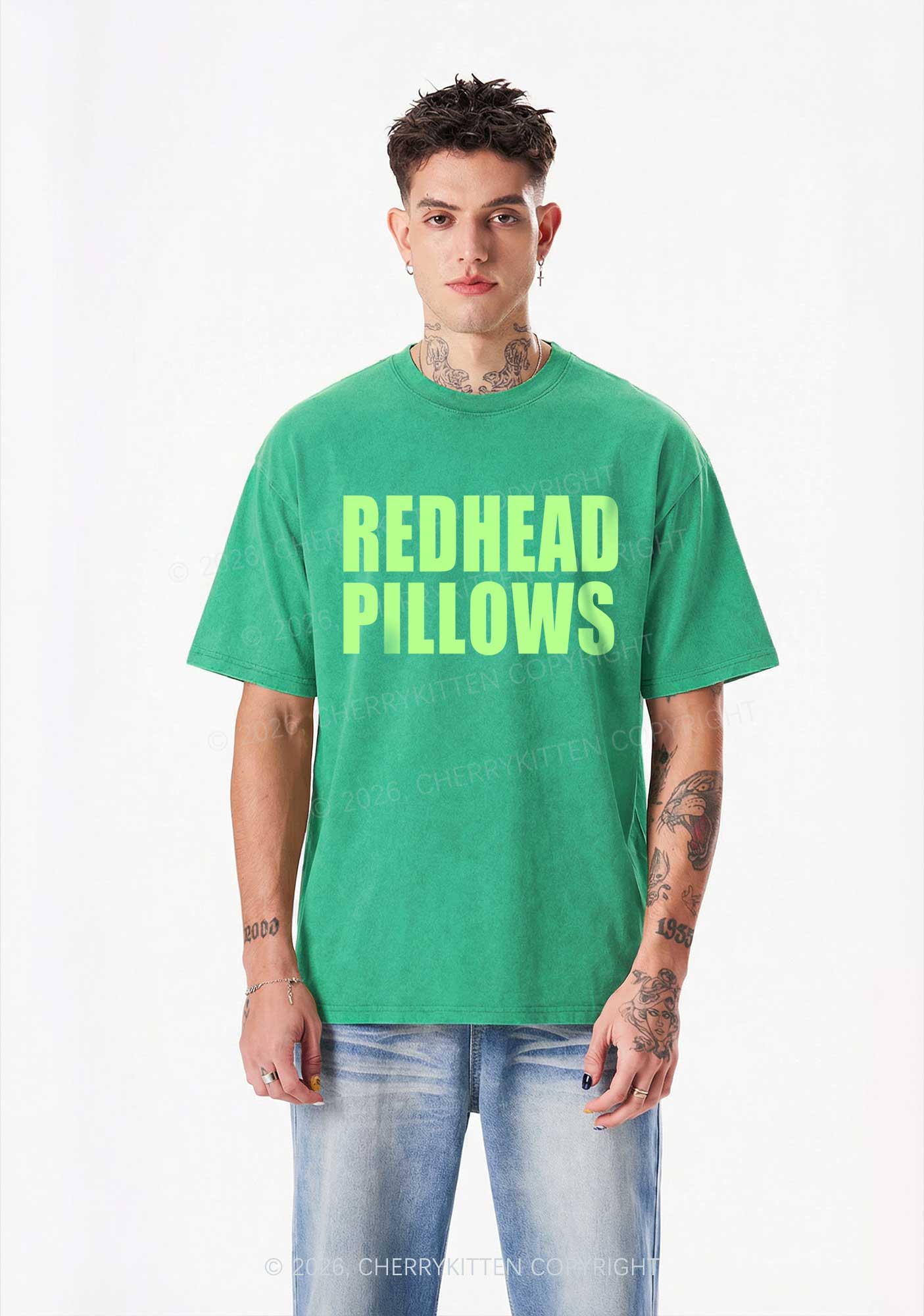 Redhead Pillows St Patricks Y2K Shirts Washed Tee Cherrykitten - Image 2