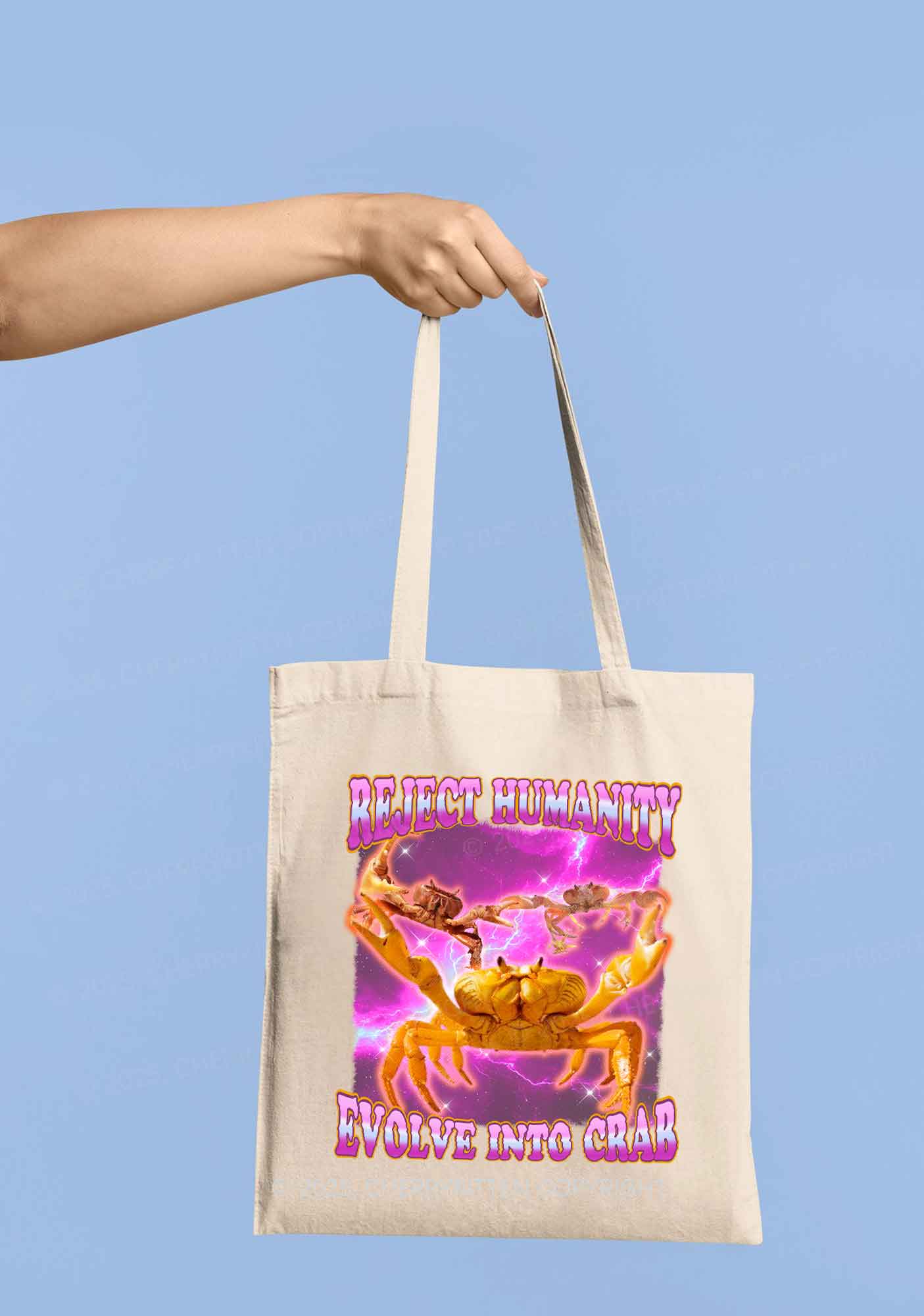 Reject Humanity Crab Y2K Canvas Tote Bag Cherrykitten - Image 2