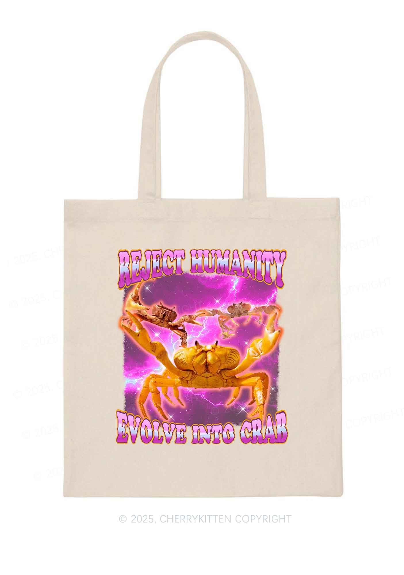 Reject Humanity Crab Y2K Canvas Tote Bag Cherrykitten - Image 3