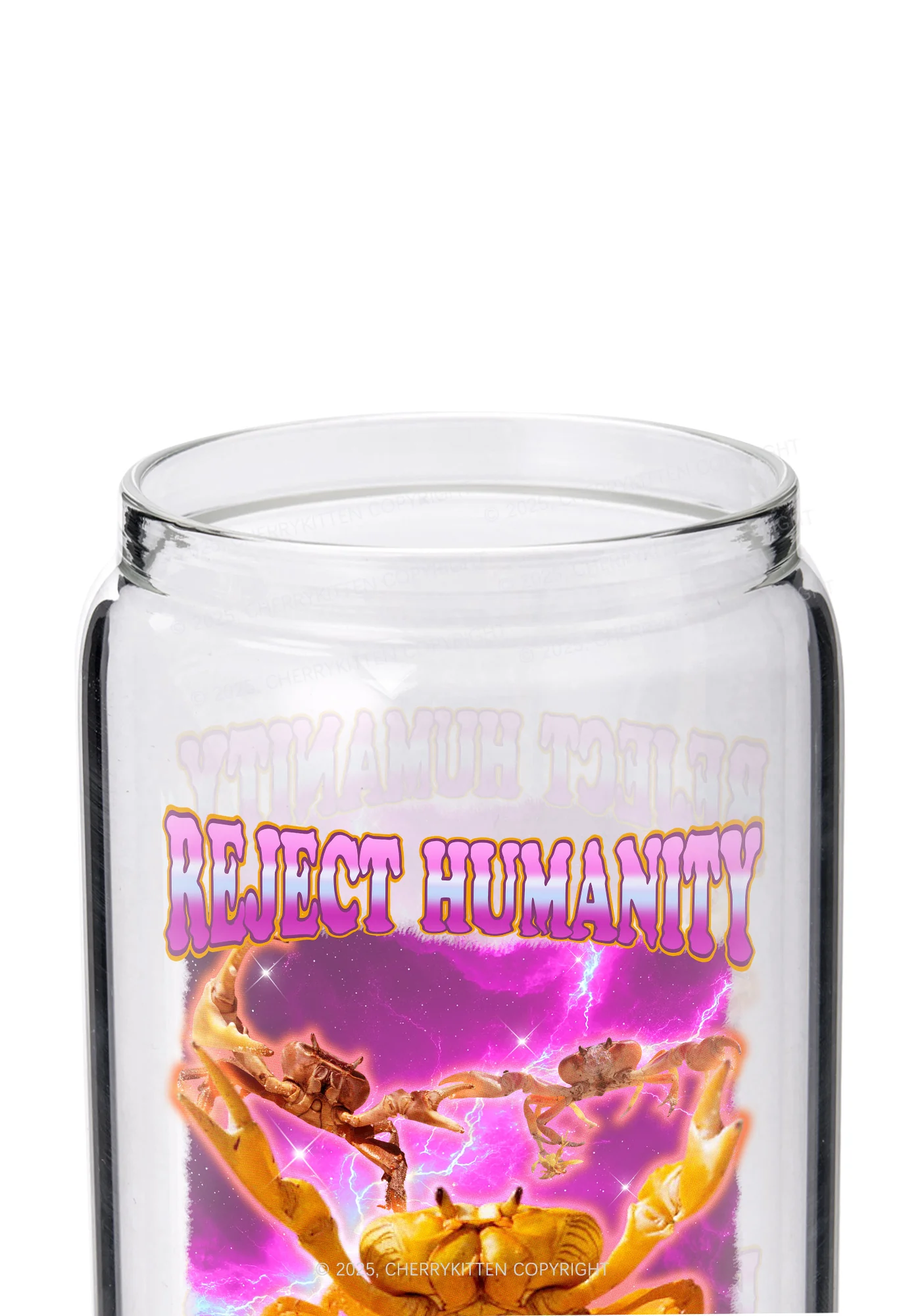 Reject Humanity Crab Y2K Printed Glass Cup Cherrykitten - Image 2