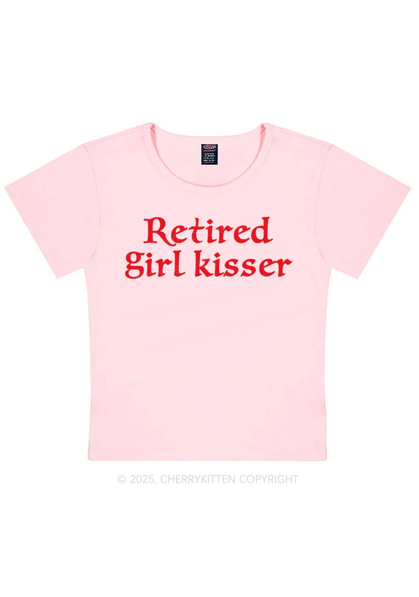 Retired Girl Kisser Pride Y2K Baby Tee Cherrykitten - Image 12