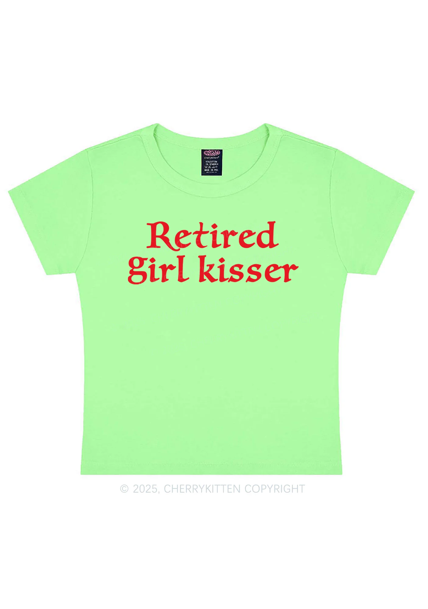 Retired Girl Kisser Pride Y2K Baby Tee Cherrykitten - Image 13