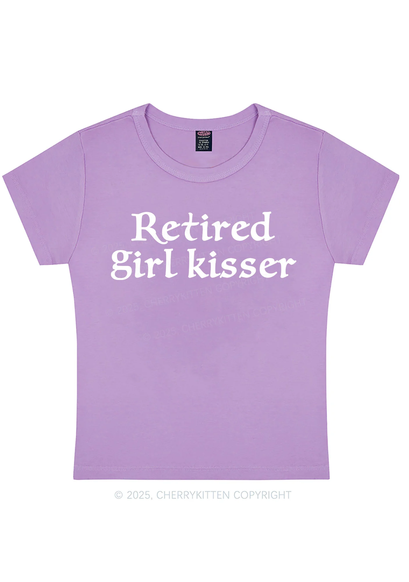 Retired Girl Kisser Pride Y2K Baby Tee Cherrykitten - Image 8