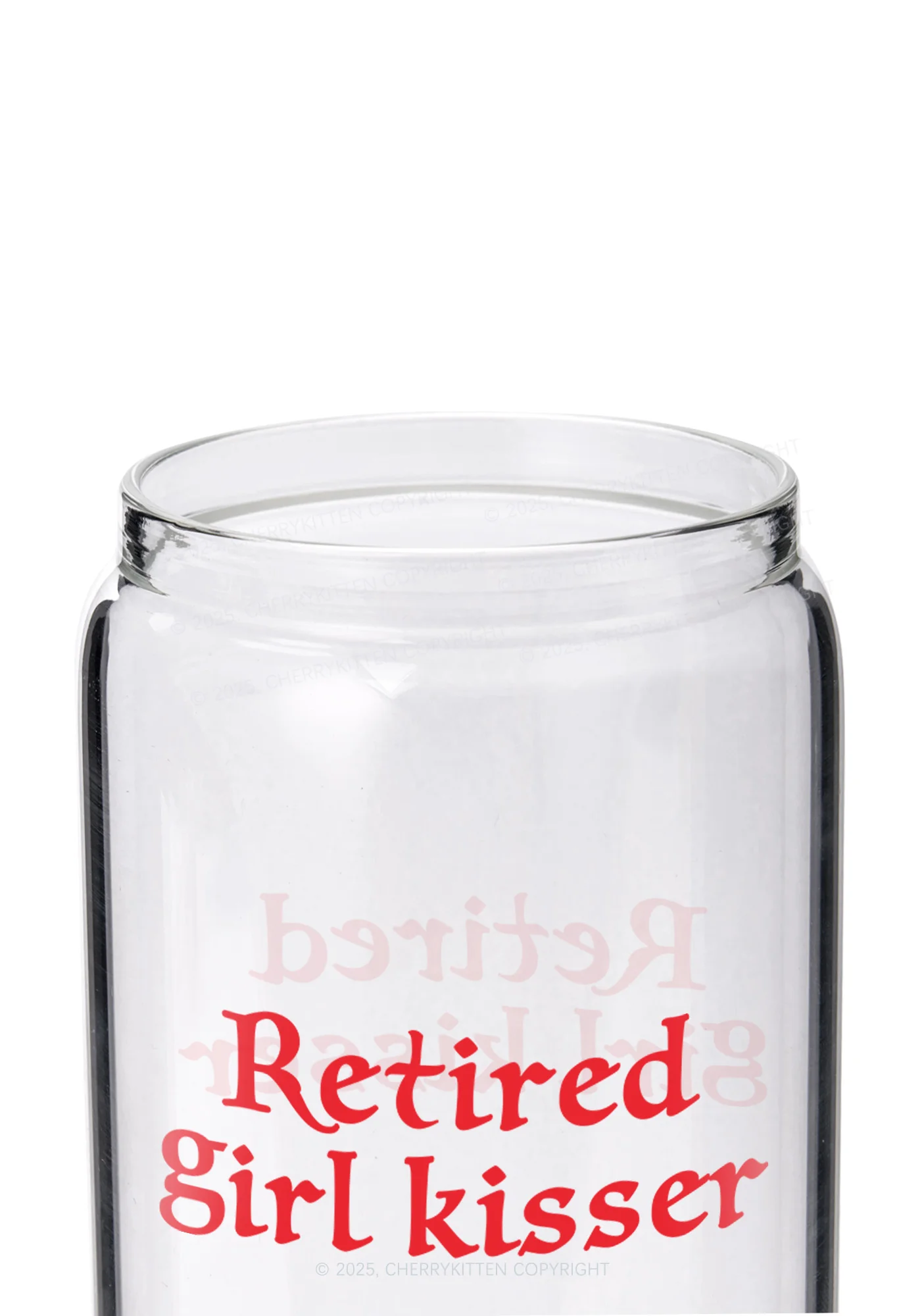 Retired Girl Kisser Pride Y2K Printed Glass Cup Cherrykitten - Image 2