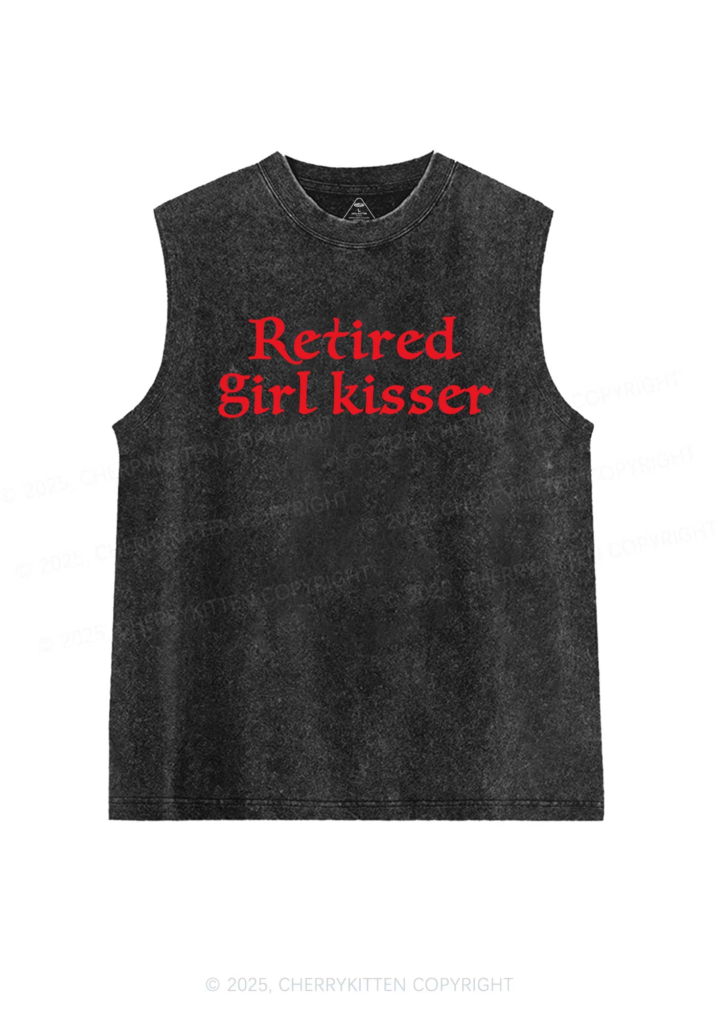 Retired Girl Kisser Pride Y2K Washed Muscle Tank Cherrykitten - Image 3