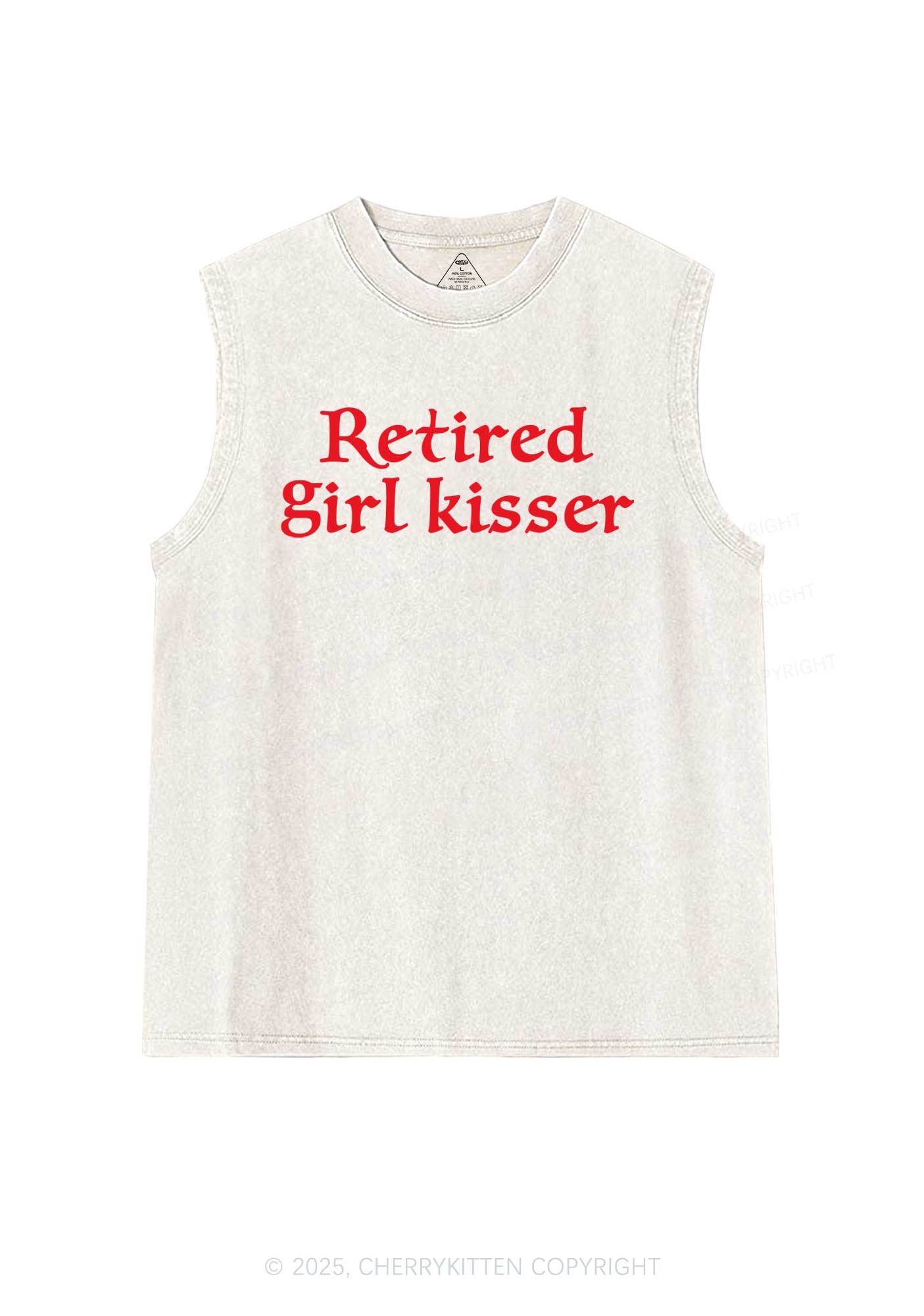 Retired Girl Kisser Pride Y2K Washed Muscle Tank Cherrykitten - Image 4