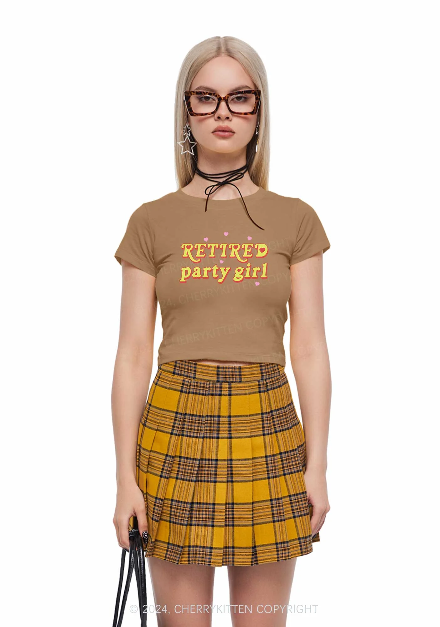 Retired Party Girl Y2K Baby Tee Cherrykitten - Image 4