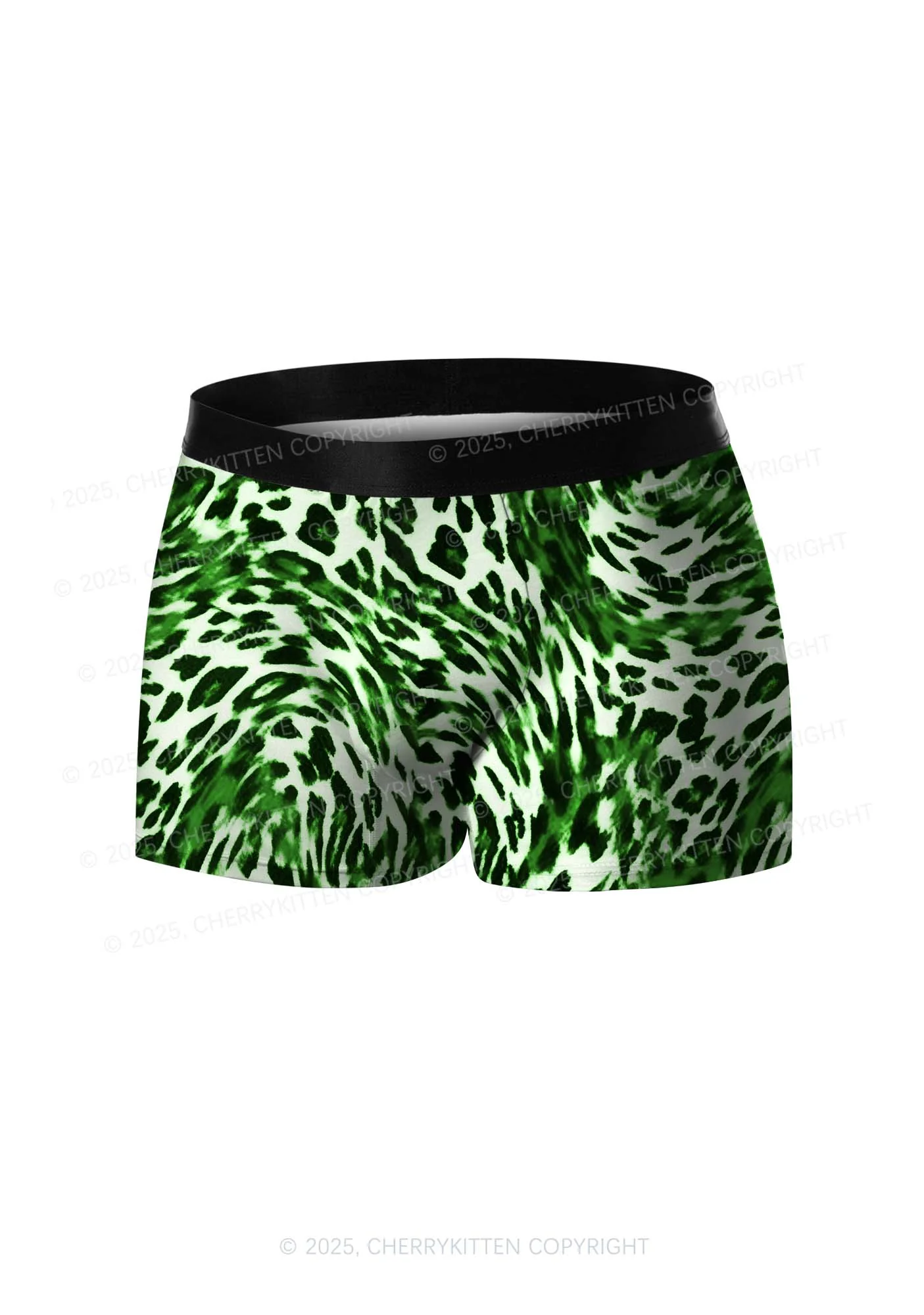 Retro Green Leopard St Patricks Y2K Print Men Boxer Briefs Cherrykitten - Image 3