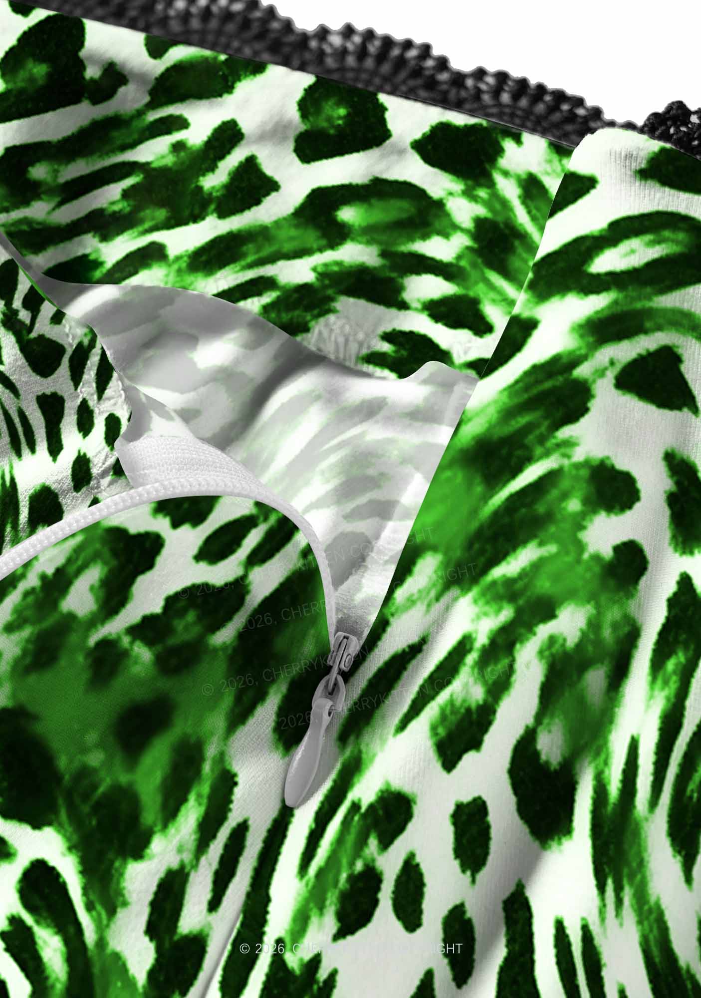 Retro Green Leopard St Patricks Y2K Print Midi Skirt Cherrykitten - Image 3