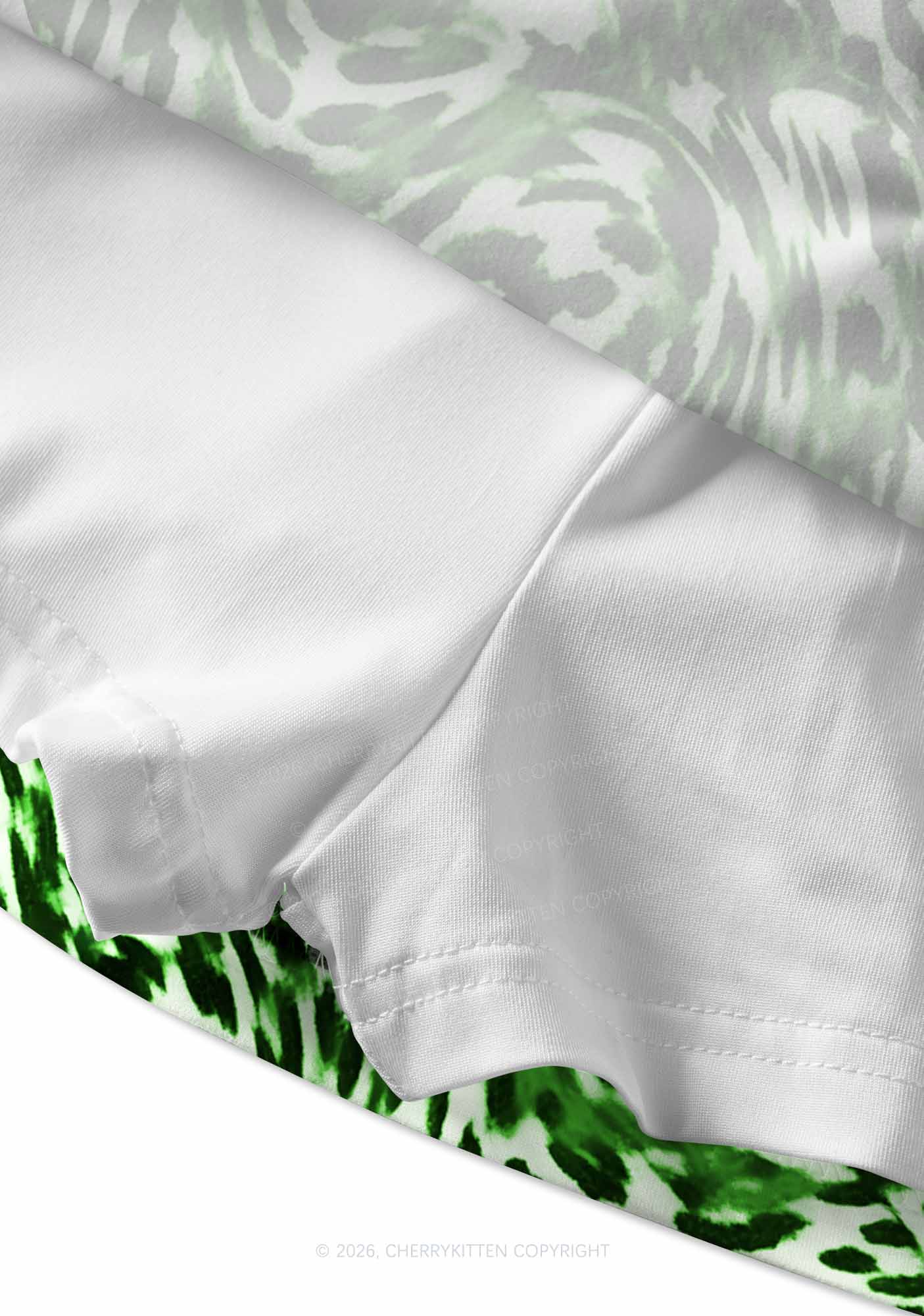 Retro Green Leopard St Patricks Y2K Print Mini Skirt Cherrykitten - Image 4