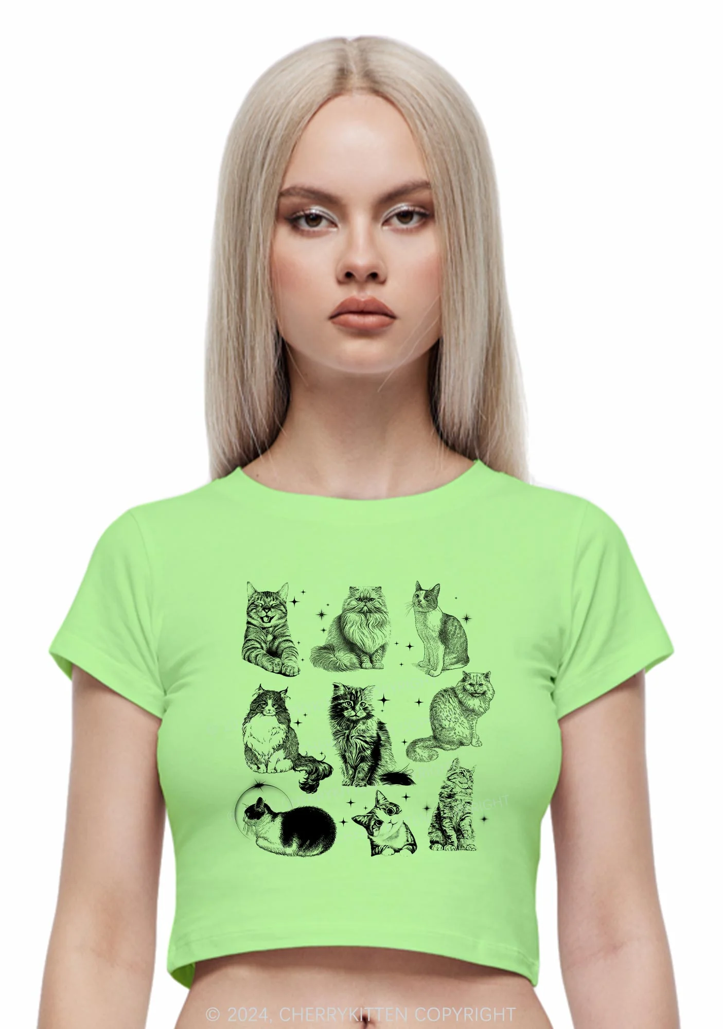 Retro Kitten Y2K Baby Tee Cherrykitten - Image 2