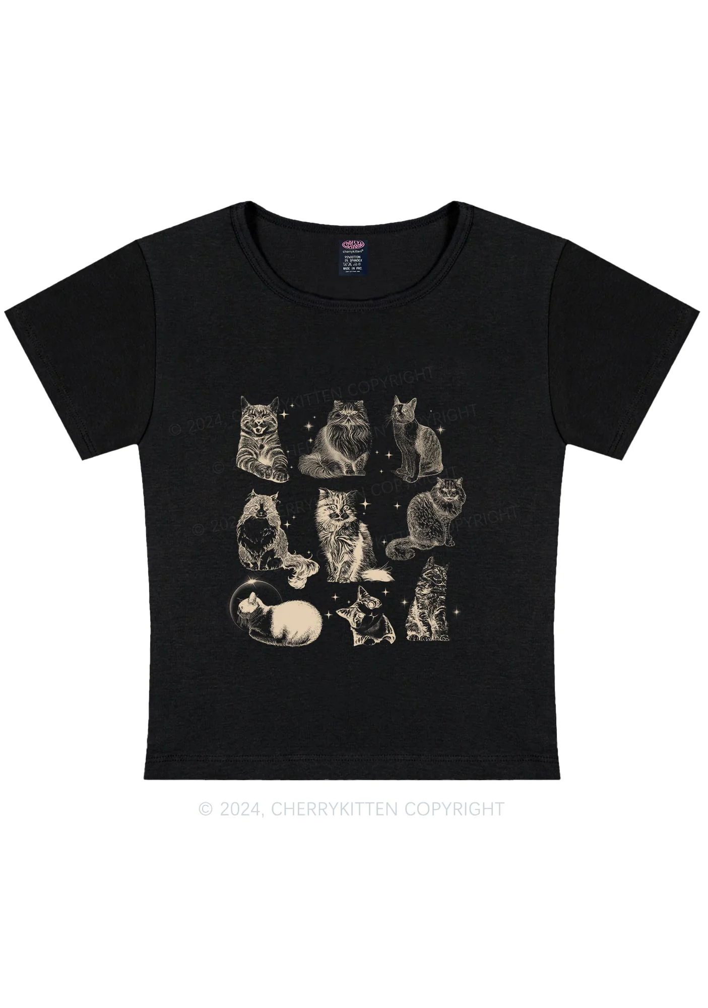 Retro Kitten Y2K Baby Tee Cherrykitten - Image 4