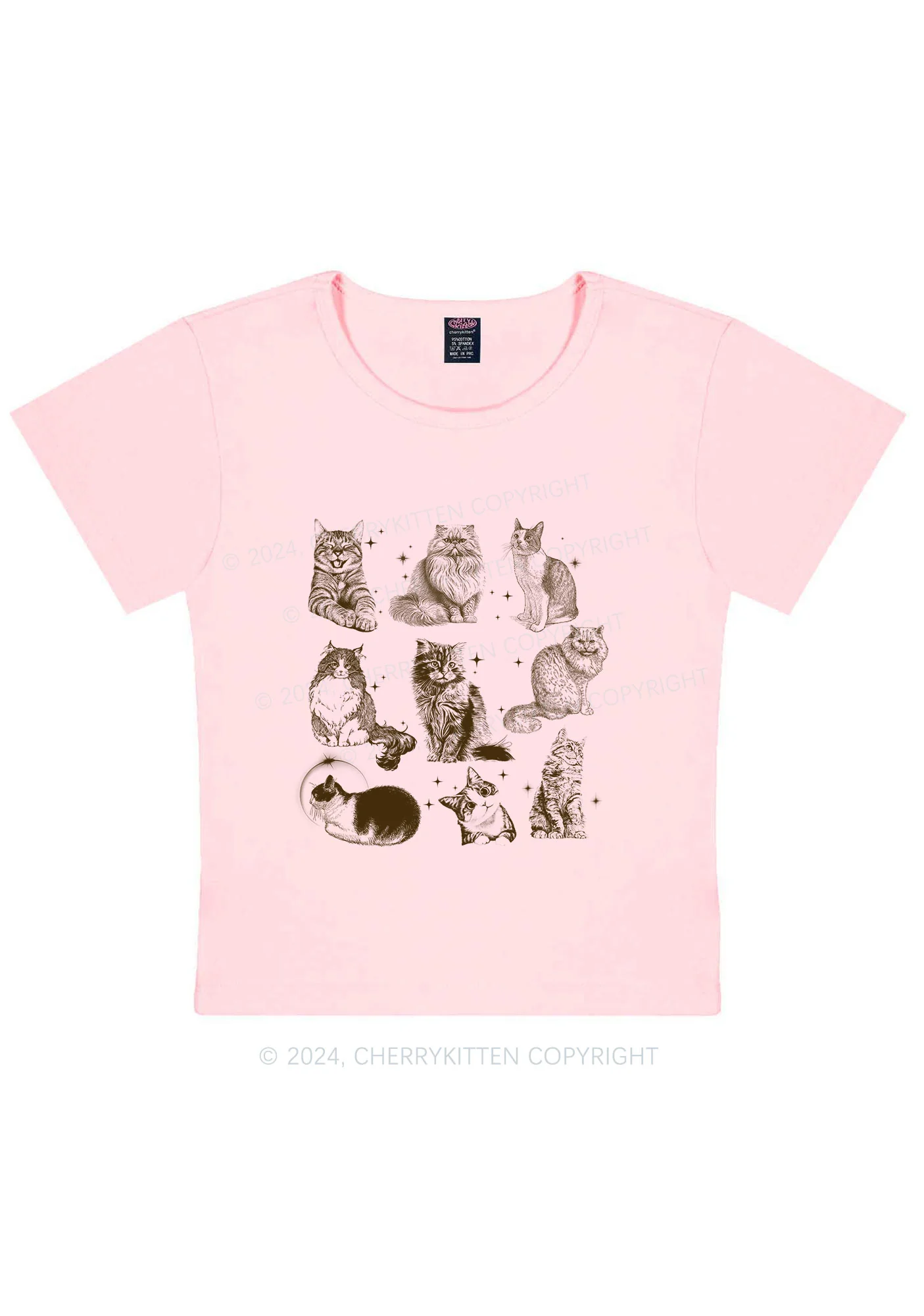 Retro Kitten Y2K Baby Tee Cherrykitten - Image 6