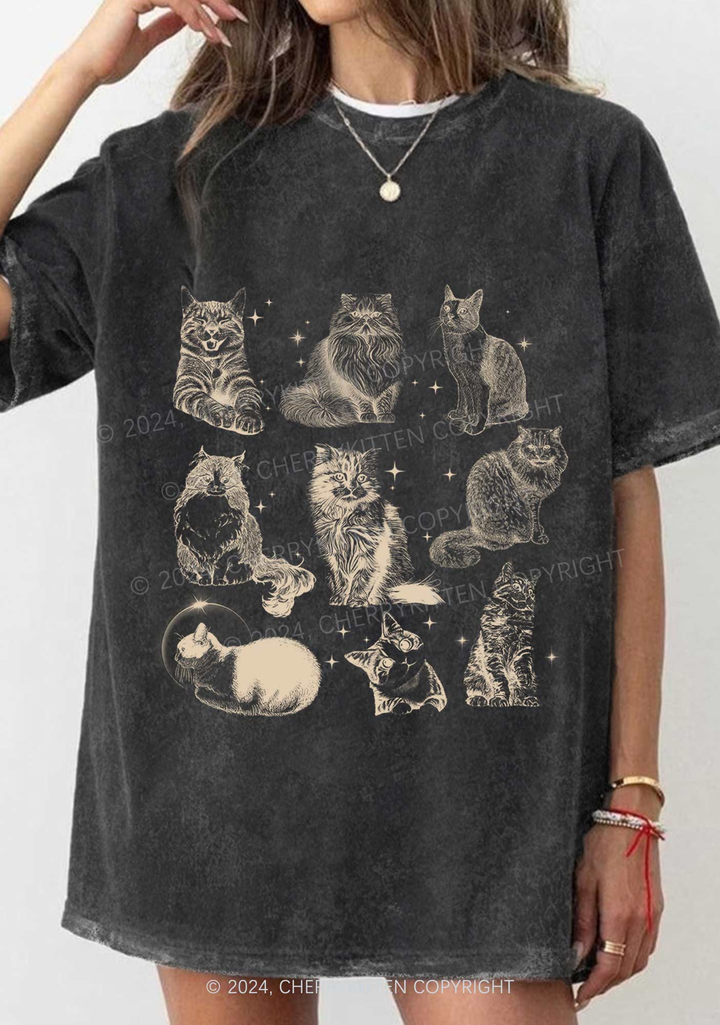 Retro Kitten Y2K Washed Tee Cherrykitten - Image 2