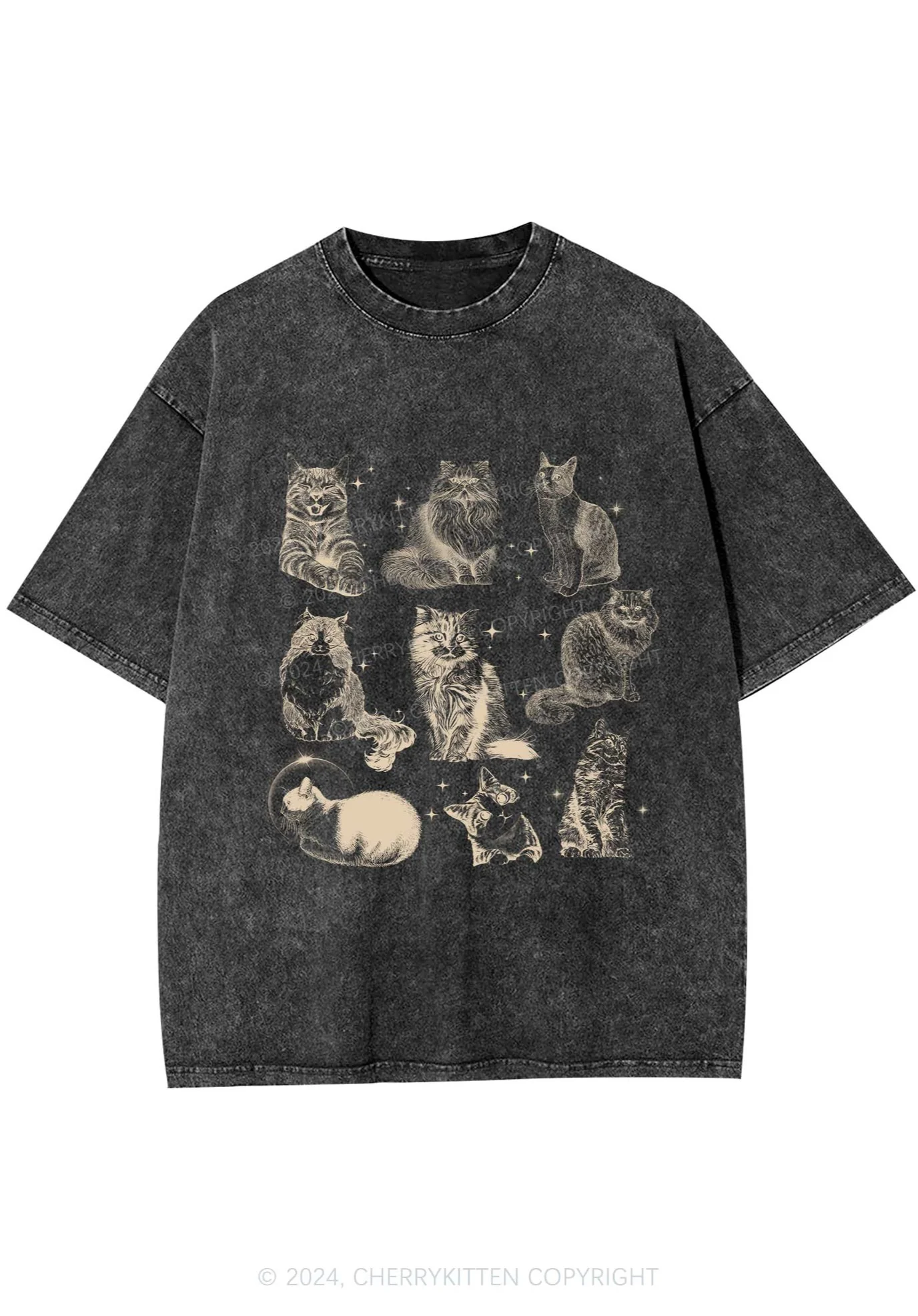 Retro Kitten Y2K Washed Tee Cherrykitten - Image 3