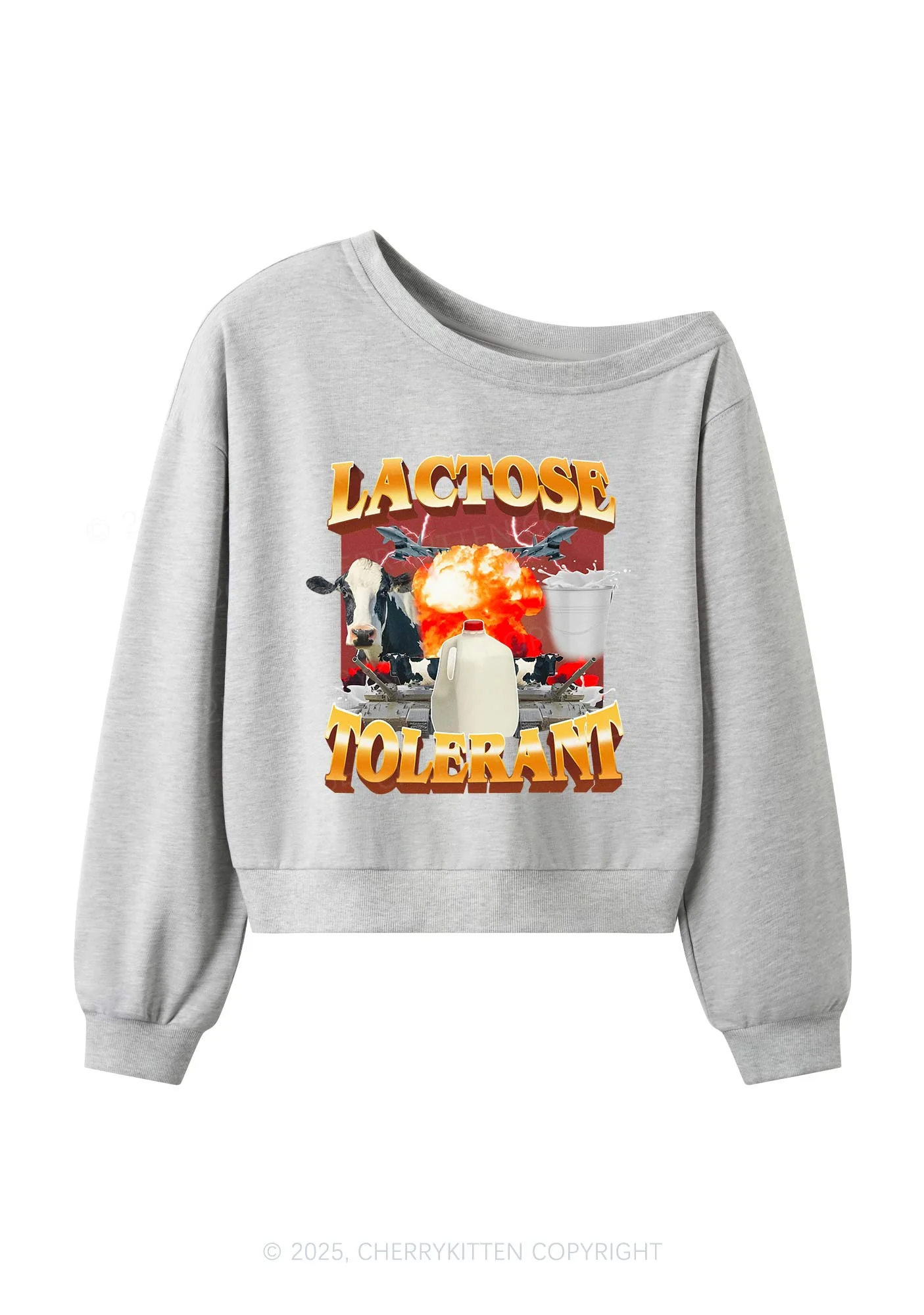 Retro Milk Lactose Tolerant Y2K Off Shoulder Sweatshirts Cherrykitten - Image 4