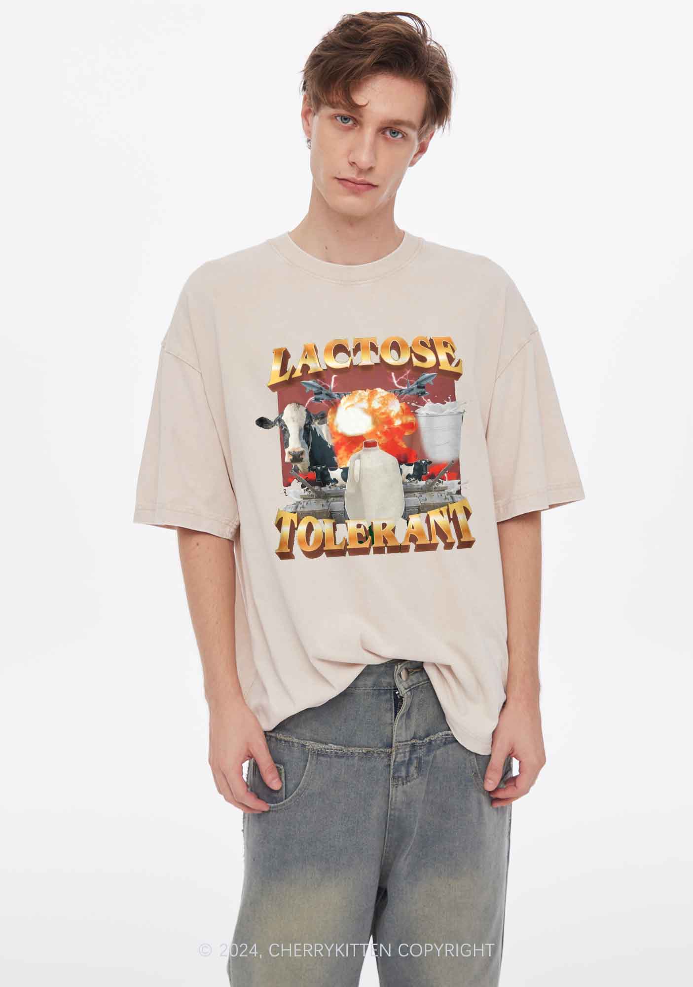 Retro Milk Lactose Tolerant Y2K Washed Tee Cherrykitten - Image 3