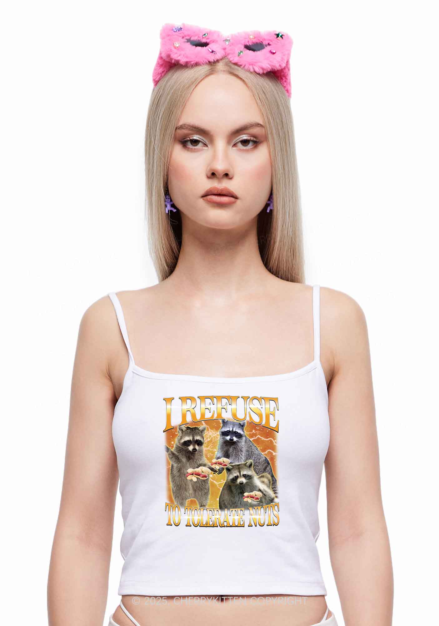 Retro Raccoon Nuts Y2K Spaghetti Strap Cami Cherrykitten - Image 2