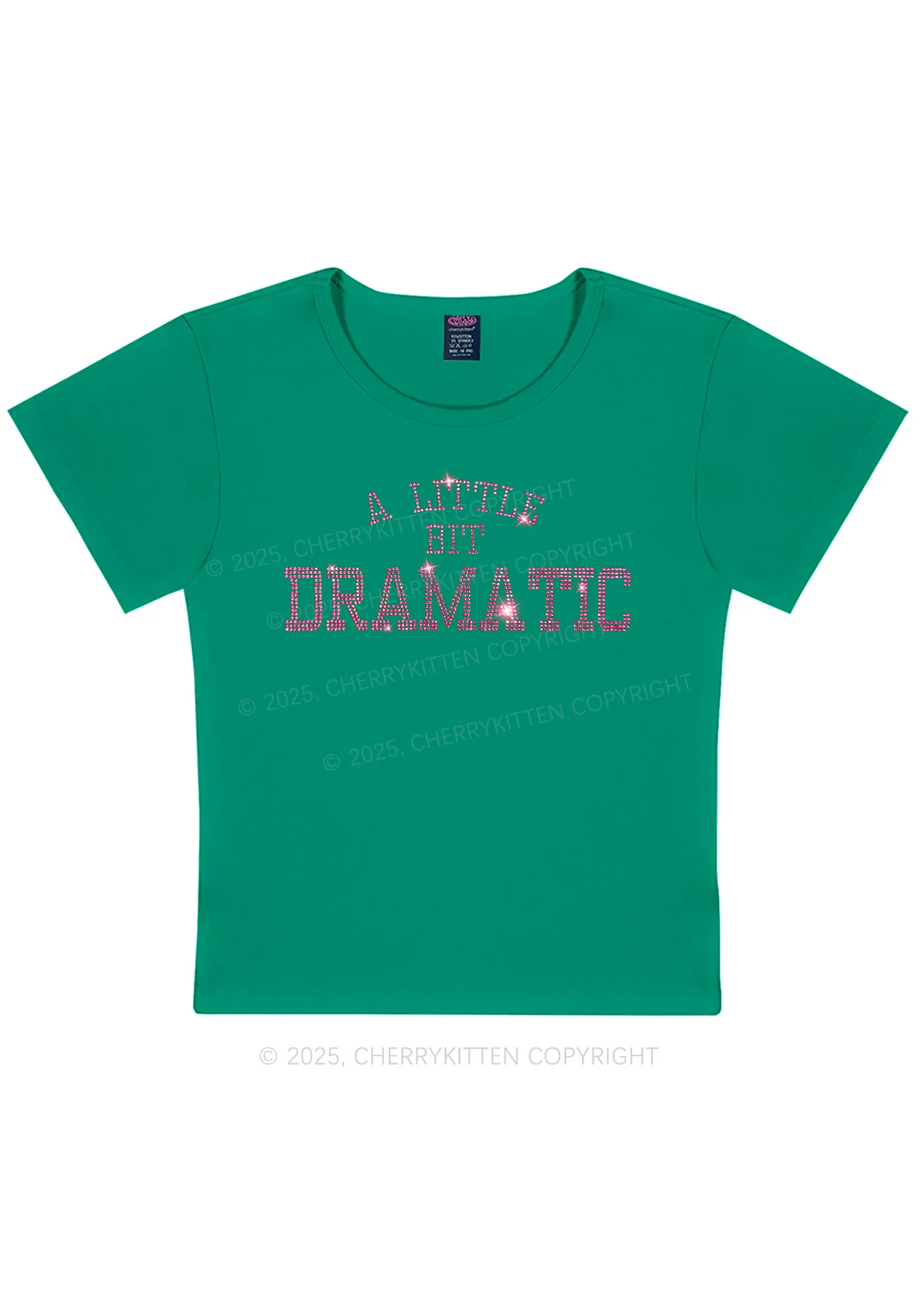 Rhinestone A Little Bit Dramatic Y2K Baby Tee Cherrykitten - Image 10