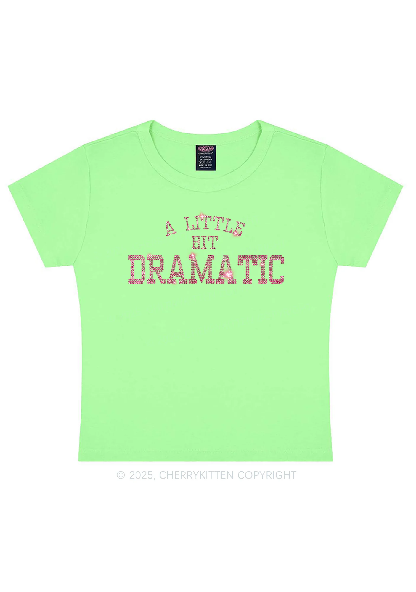 Rhinestone A Little Bit Dramatic Y2K Baby Tee Cherrykitten - Image 11