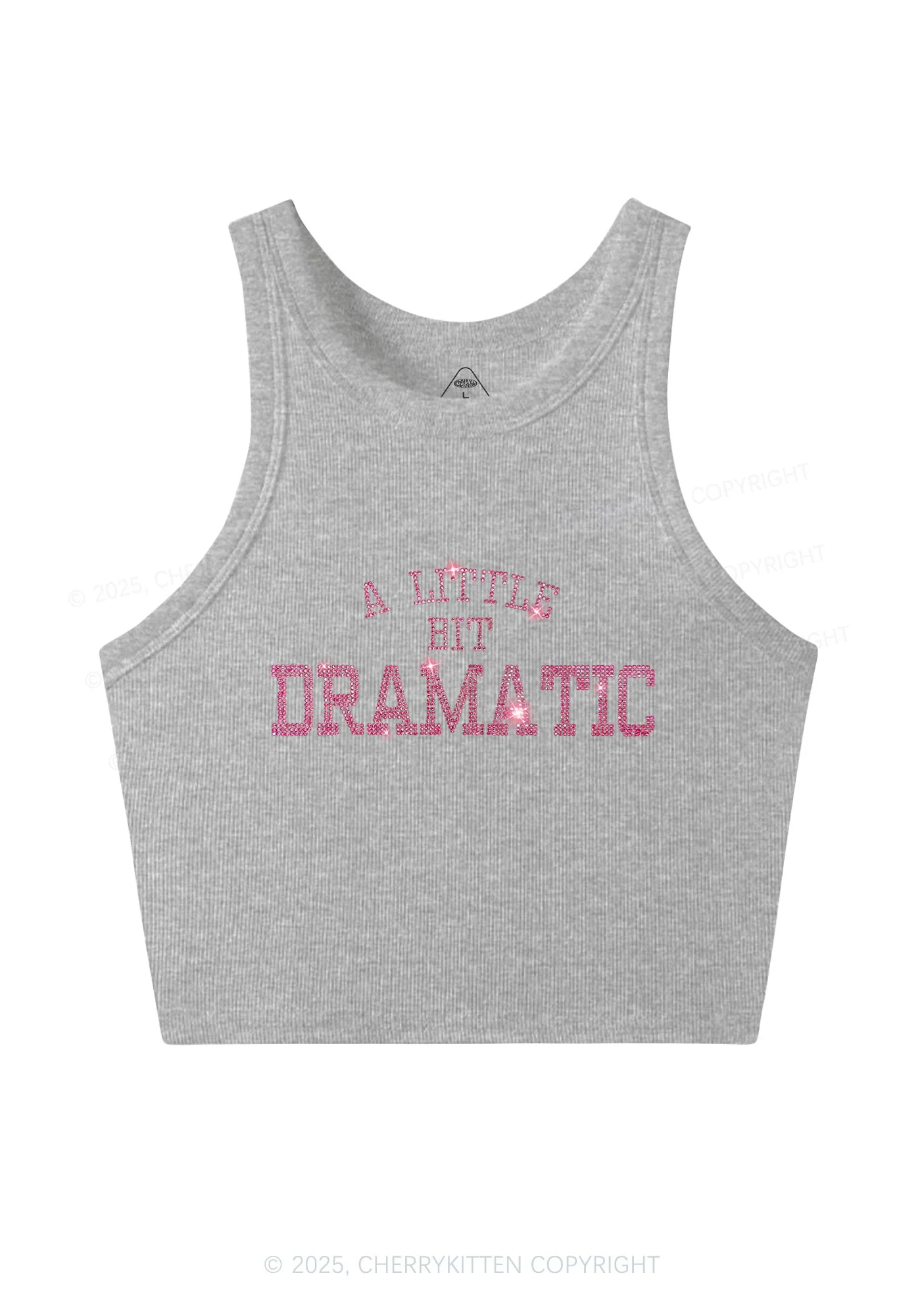 Rhinestone A Little Bit Dramatic Y2K Crop Tank Top Cherrykitten - Image 3