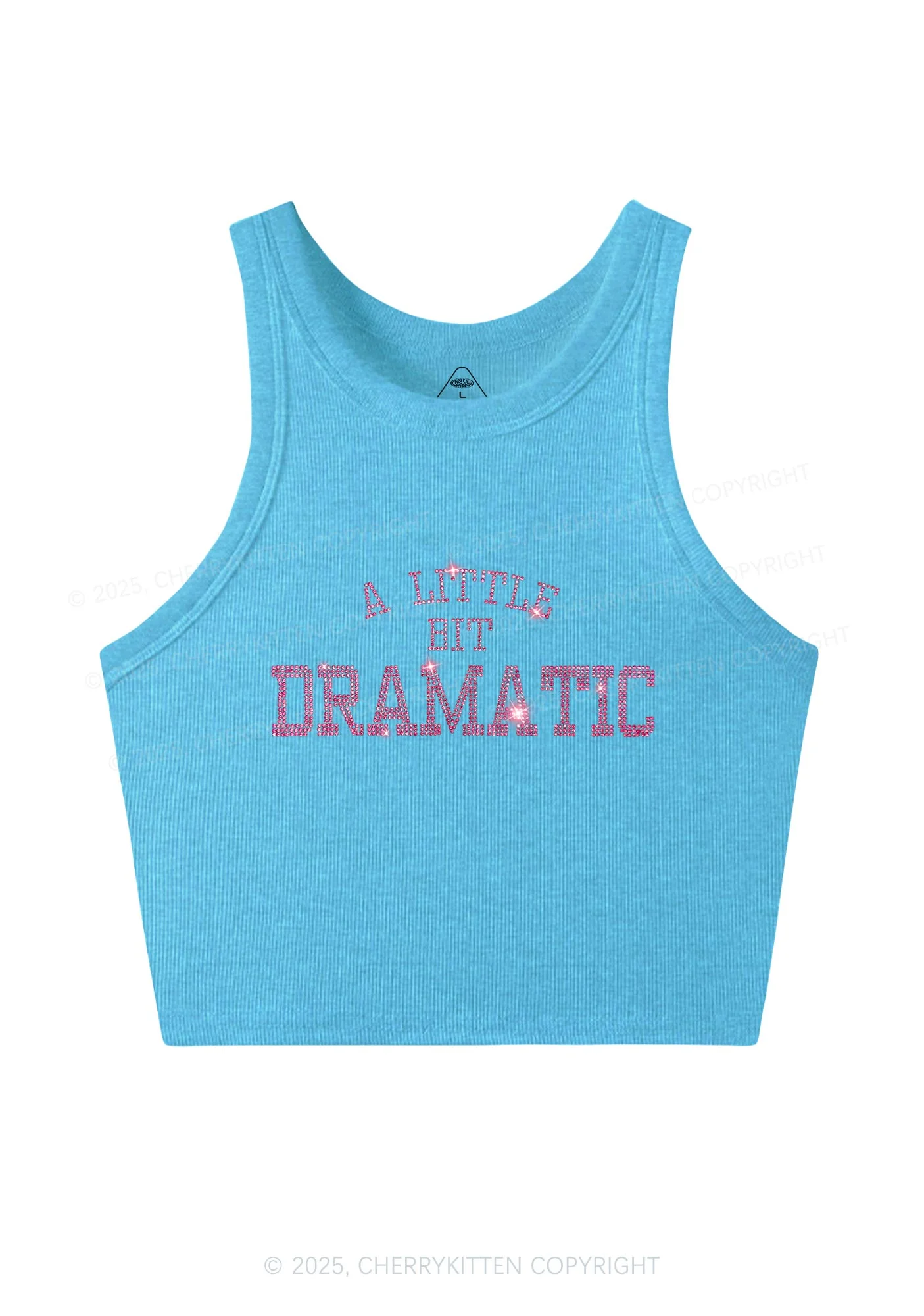 Rhinestone A Little Bit Dramatic Y2K Crop Tank Top Cherrykitten - Image 4