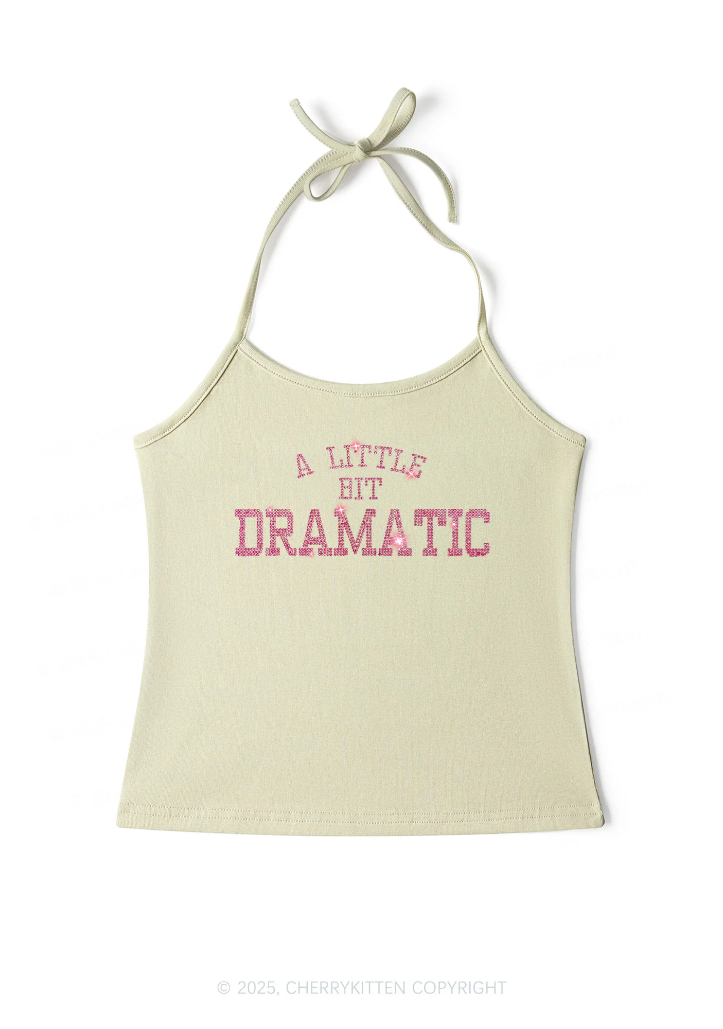 Rhinestone A Little Bit Dramatic Y2K Halter Neck Cami Cherrykitten - Image 4
