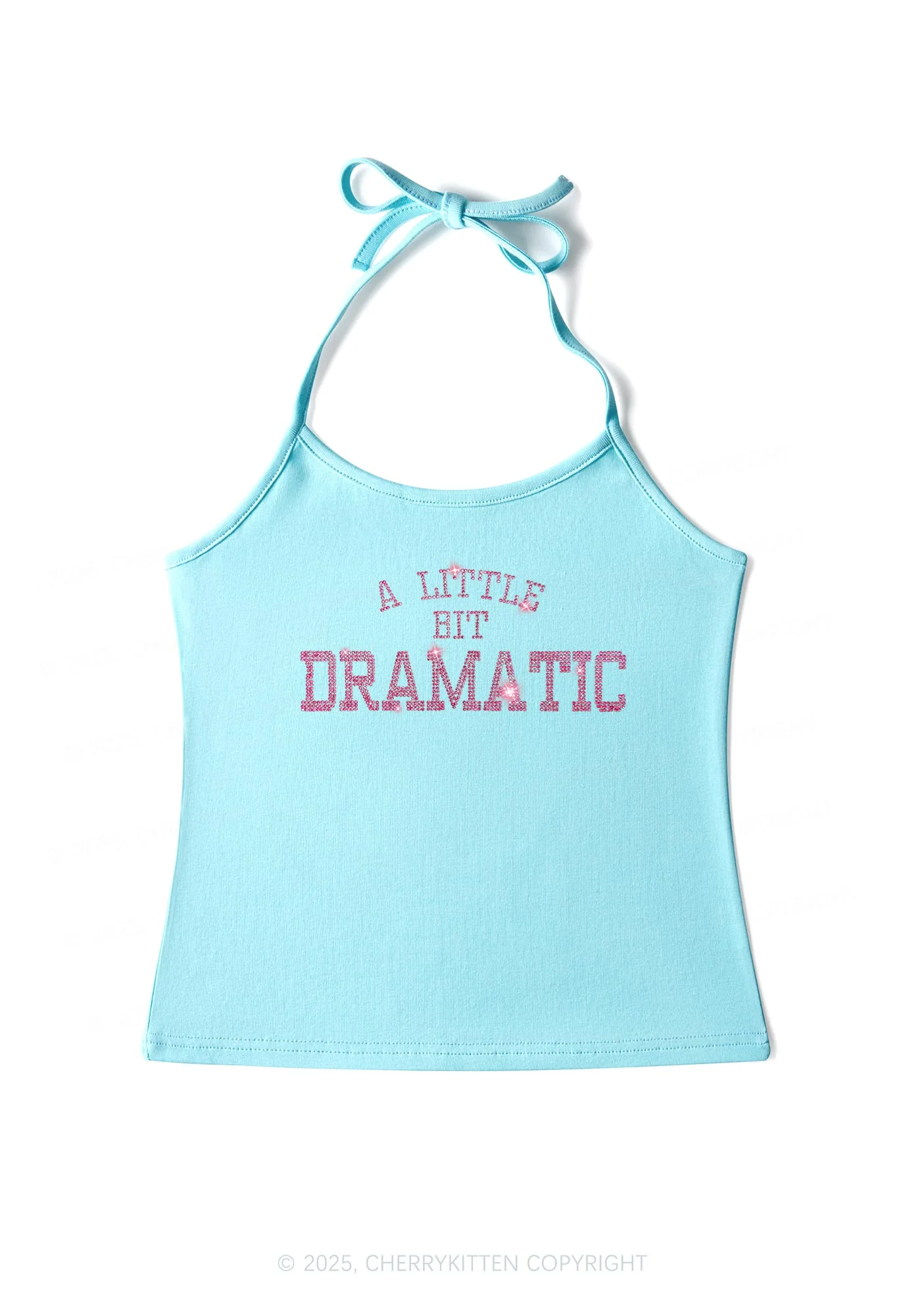 Rhinestone A Little Bit Dramatic Y2K Halter Neck Cami Cherrykitten - Image 5