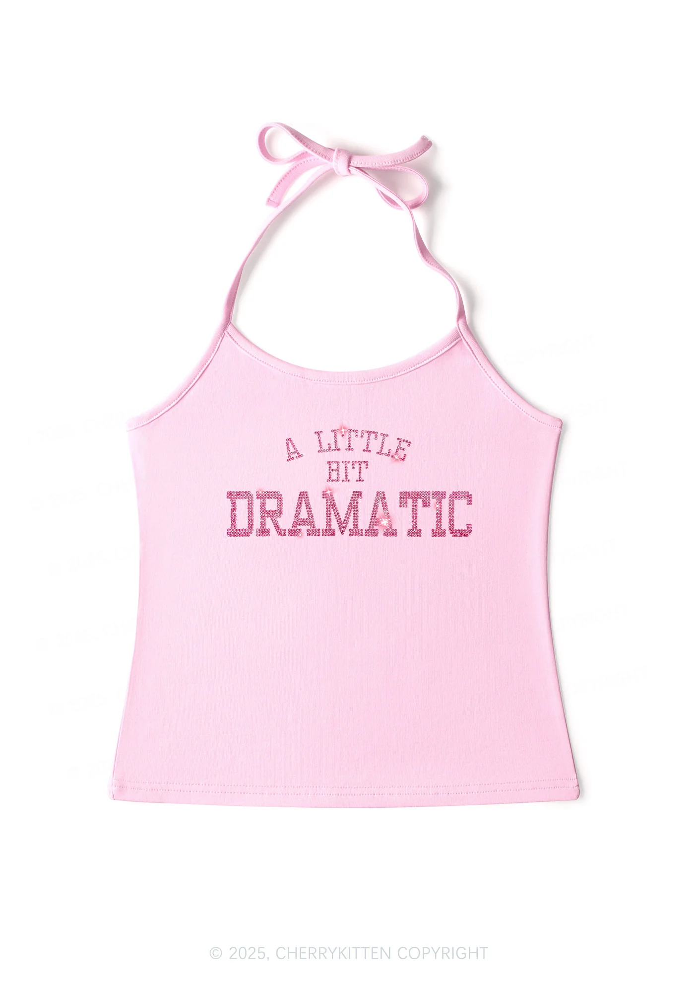 Rhinestone A Little Bit Dramatic Y2K Halter Neck Cami Cherrykitten - Image 6