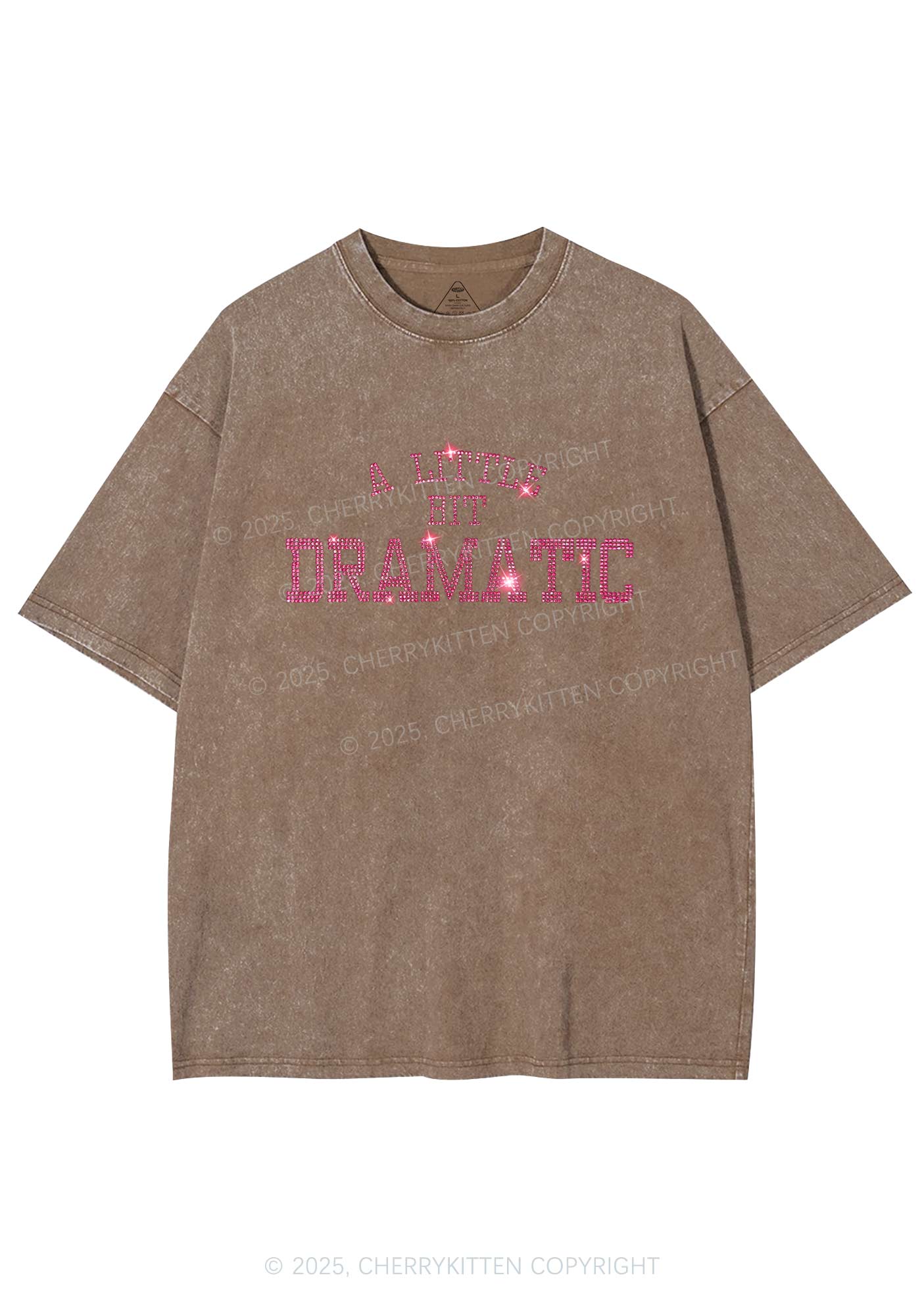 Rhinestone A Little Bit Dramatic Y2K Shirts Washed Tee Cherrykitten - Image 4