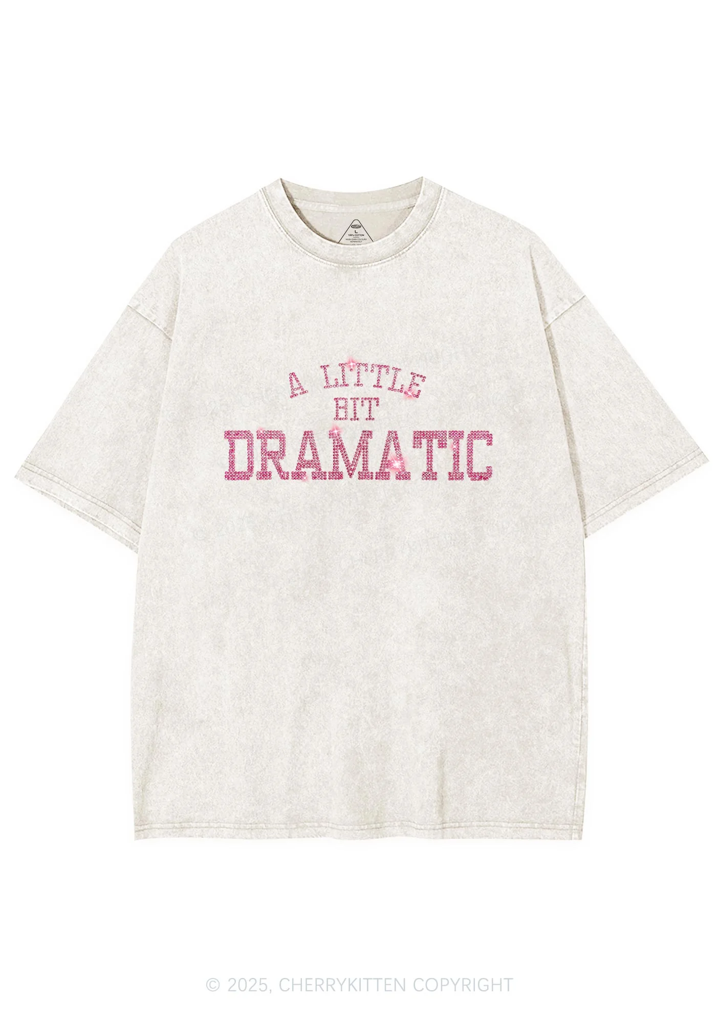 Rhinestone A Little Bit Dramatic Y2K Shirts Washed Tee Cherrykitten - Image 5