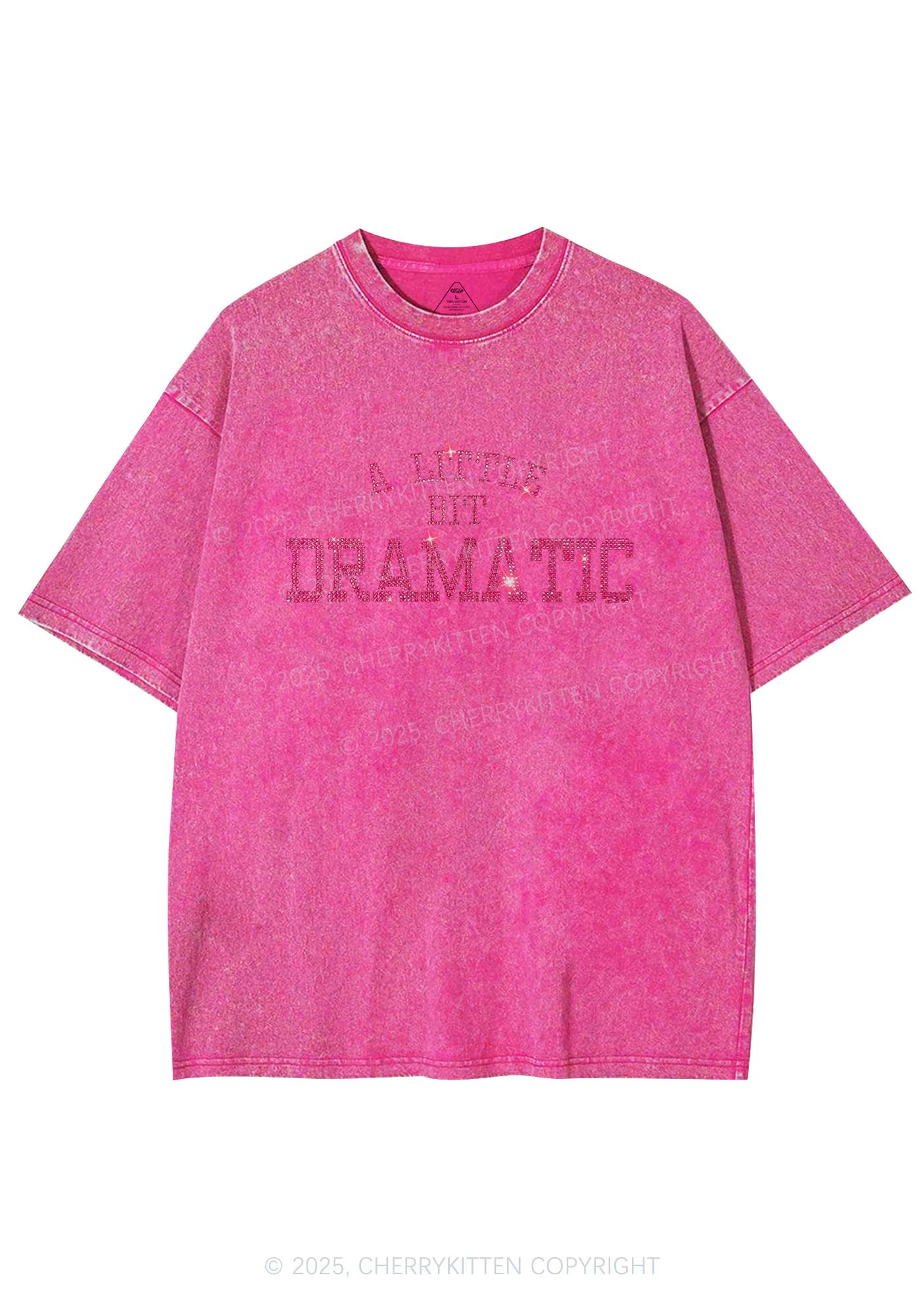 Rhinestone A Little Bit Dramatic Y2K Shirts Washed Tee Cherrykitten - Image 6