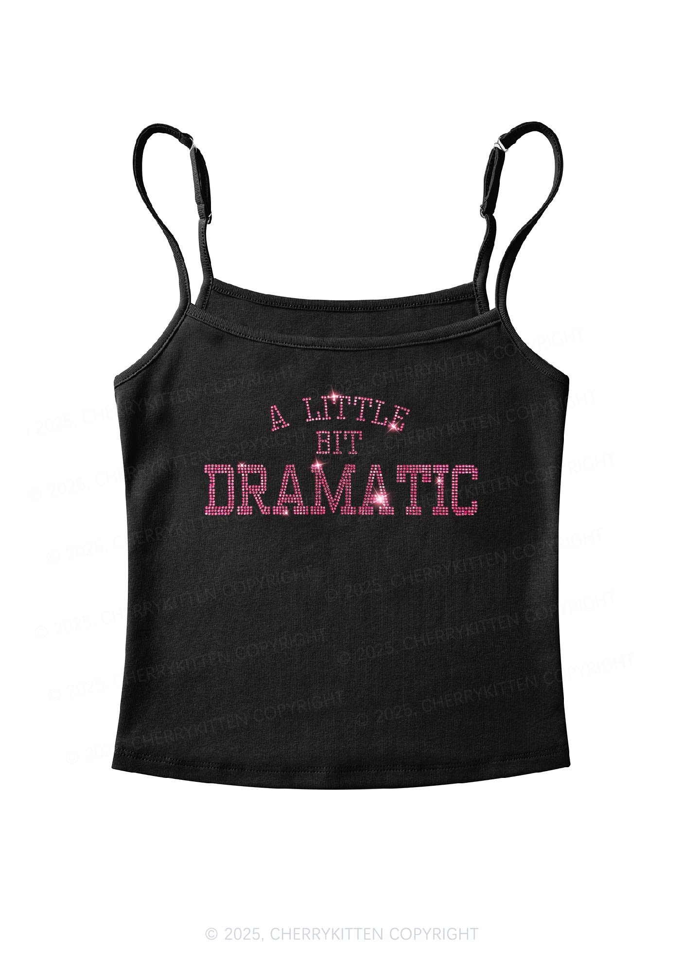 Rhinestone A Little Bit Dramatic Y2K Spaghetti Strap Cami Cherrykitten - Image 3
