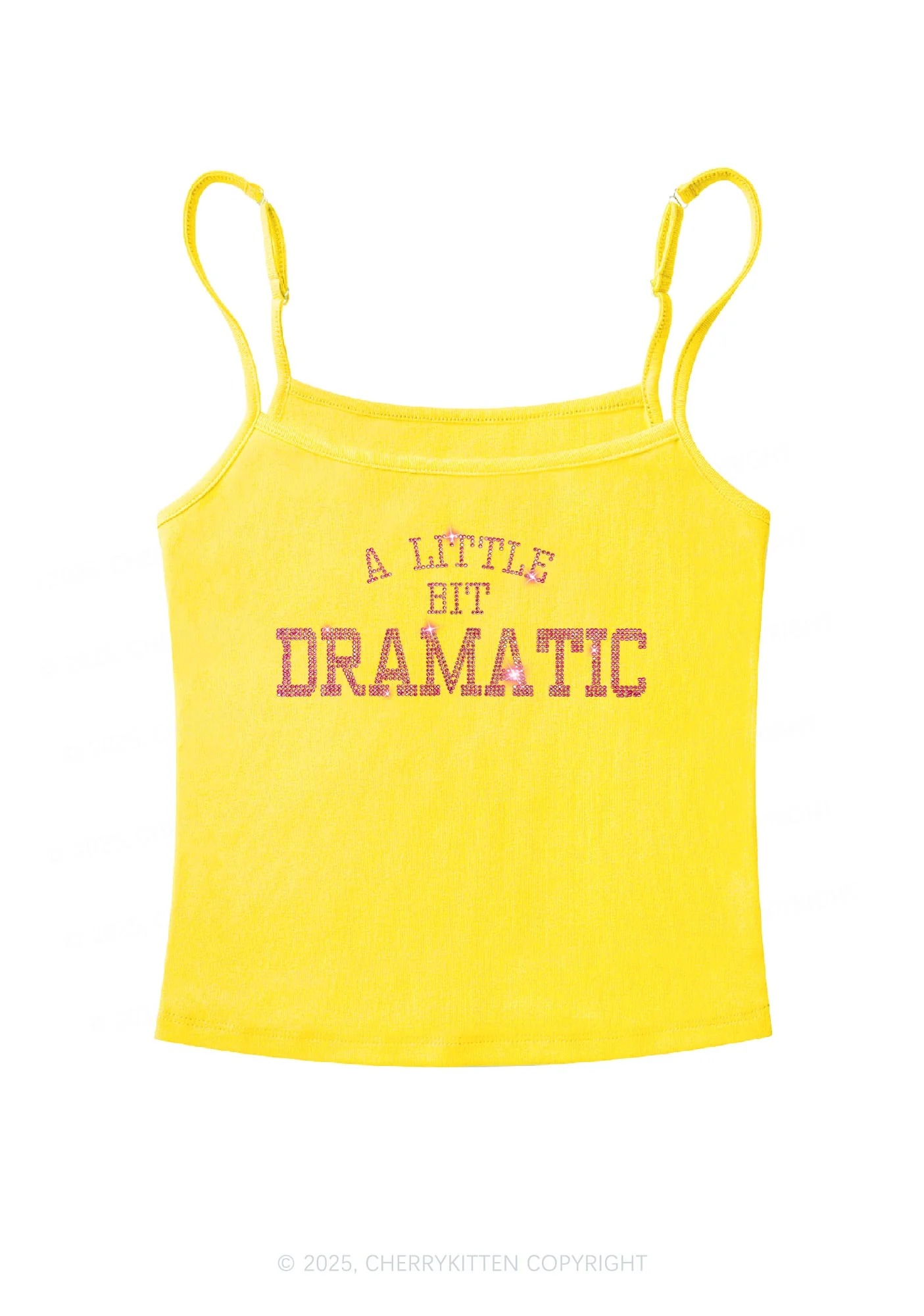 Rhinestone A Little Bit Dramatic Y2K Spaghetti Strap Cami Cherrykitten - Image 7