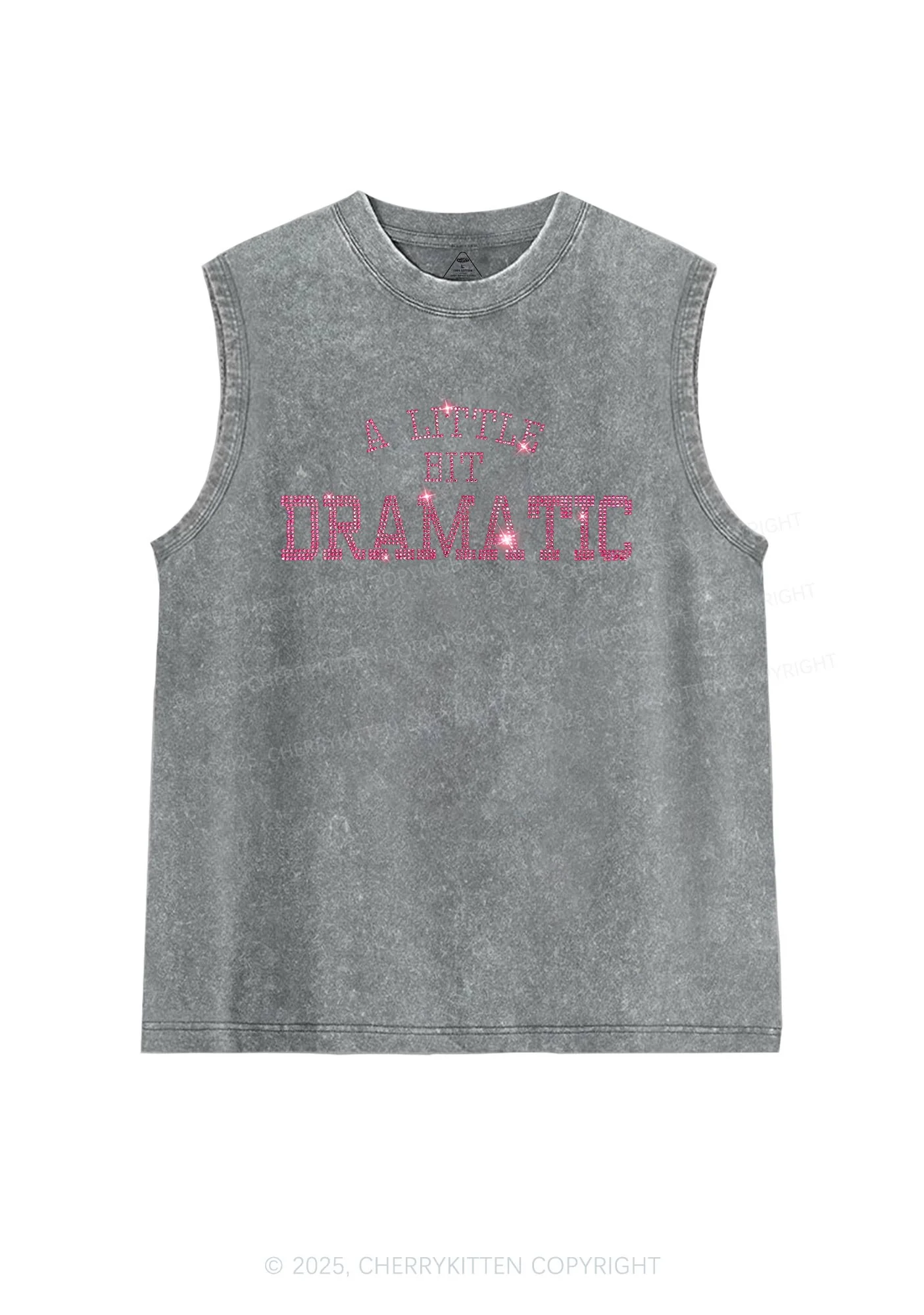 Rhinestone A Little Bit Dramatic Y2K Washed Muscle Tank Cherrykitten - Image 4