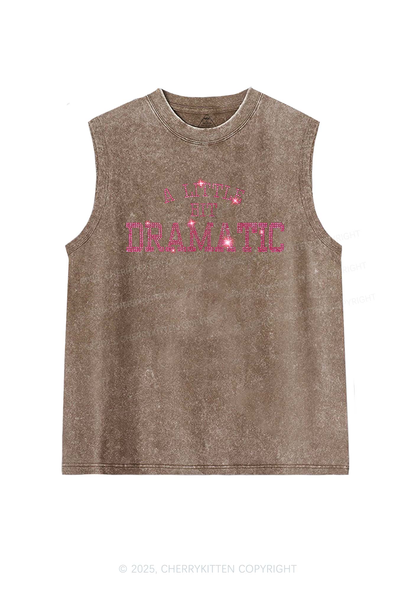 Rhinestone A Little Bit Dramatic Y2K Washed Muscle Tank Cherrykitten - Image 5