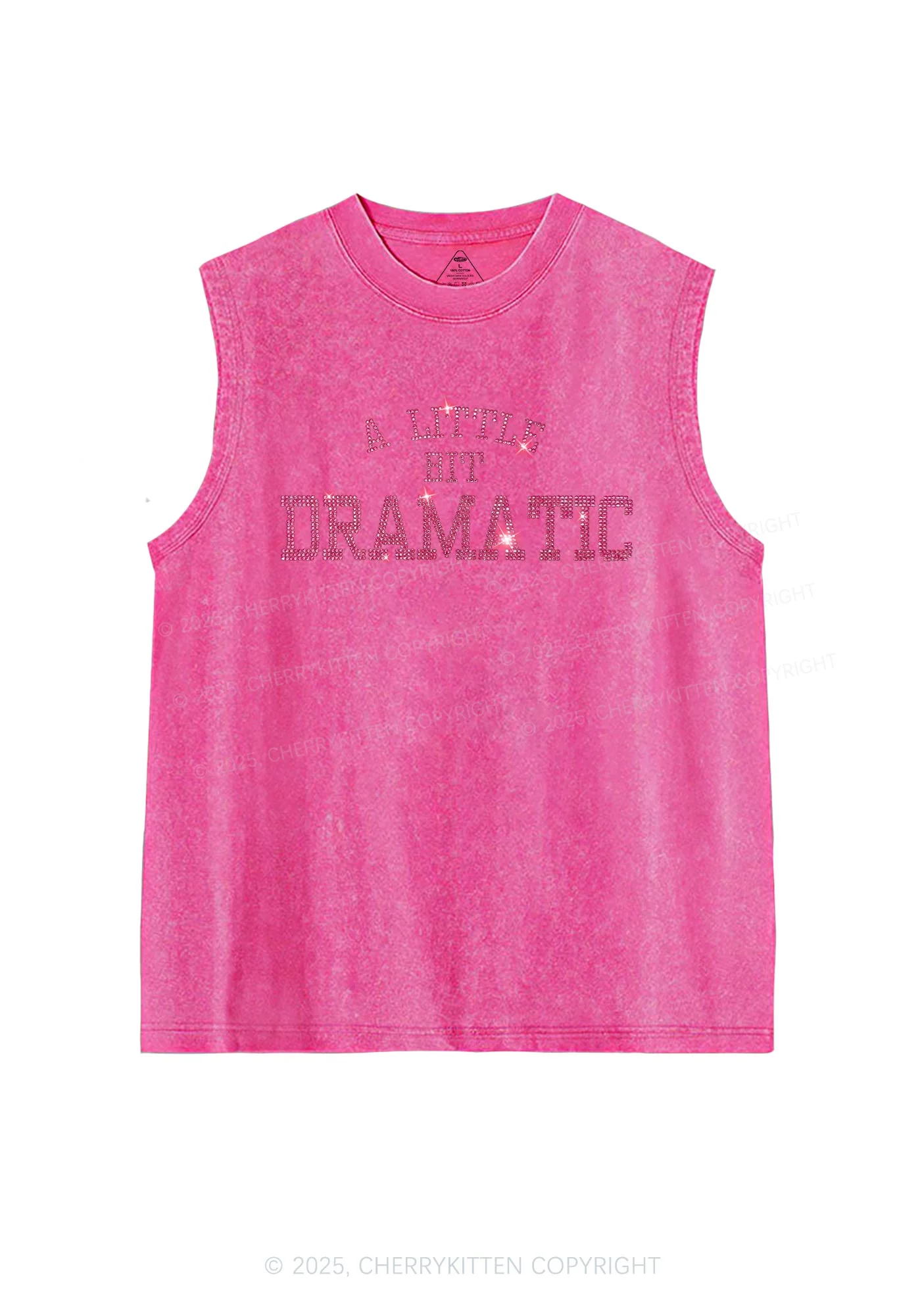 Rhinestone A Little Bit Dramatic Y2K Washed Muscle Tank Cherrykitten - Image 6