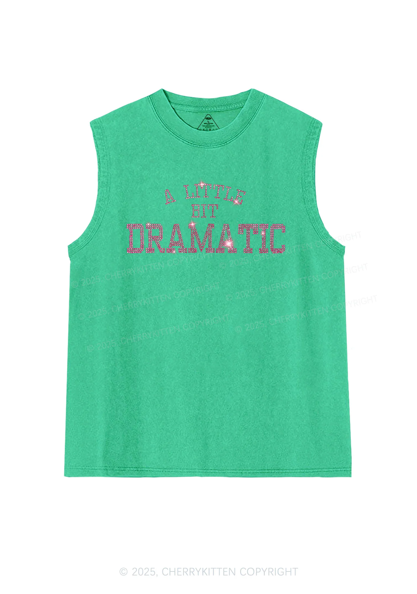 Rhinestone A Little Bit Dramatic Y2K Washed Muscle Tank Cherrykitten - Image 7