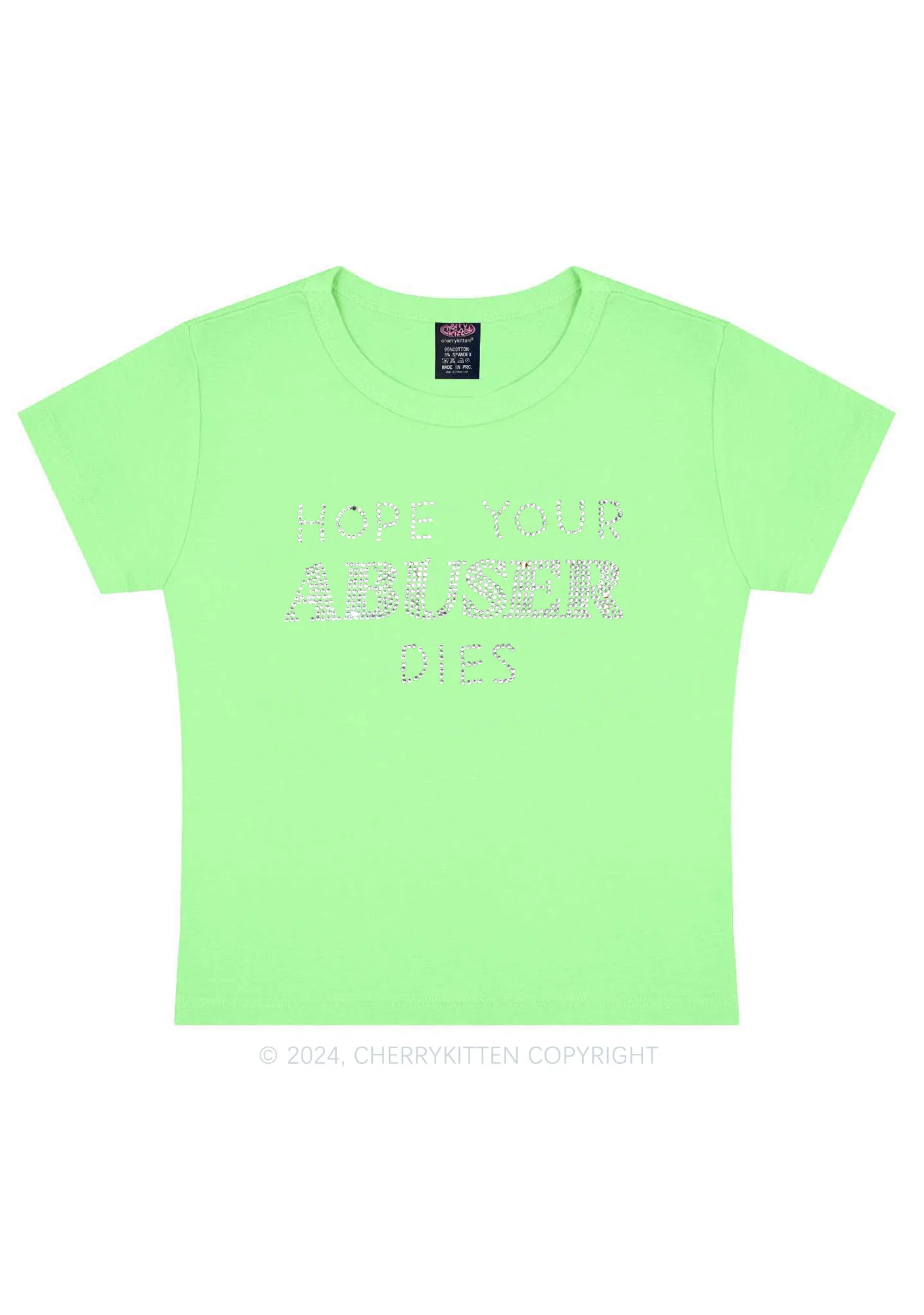 Rhinestone Abuser Dies Y2K Baby Tee Cherrykitten - Image 16