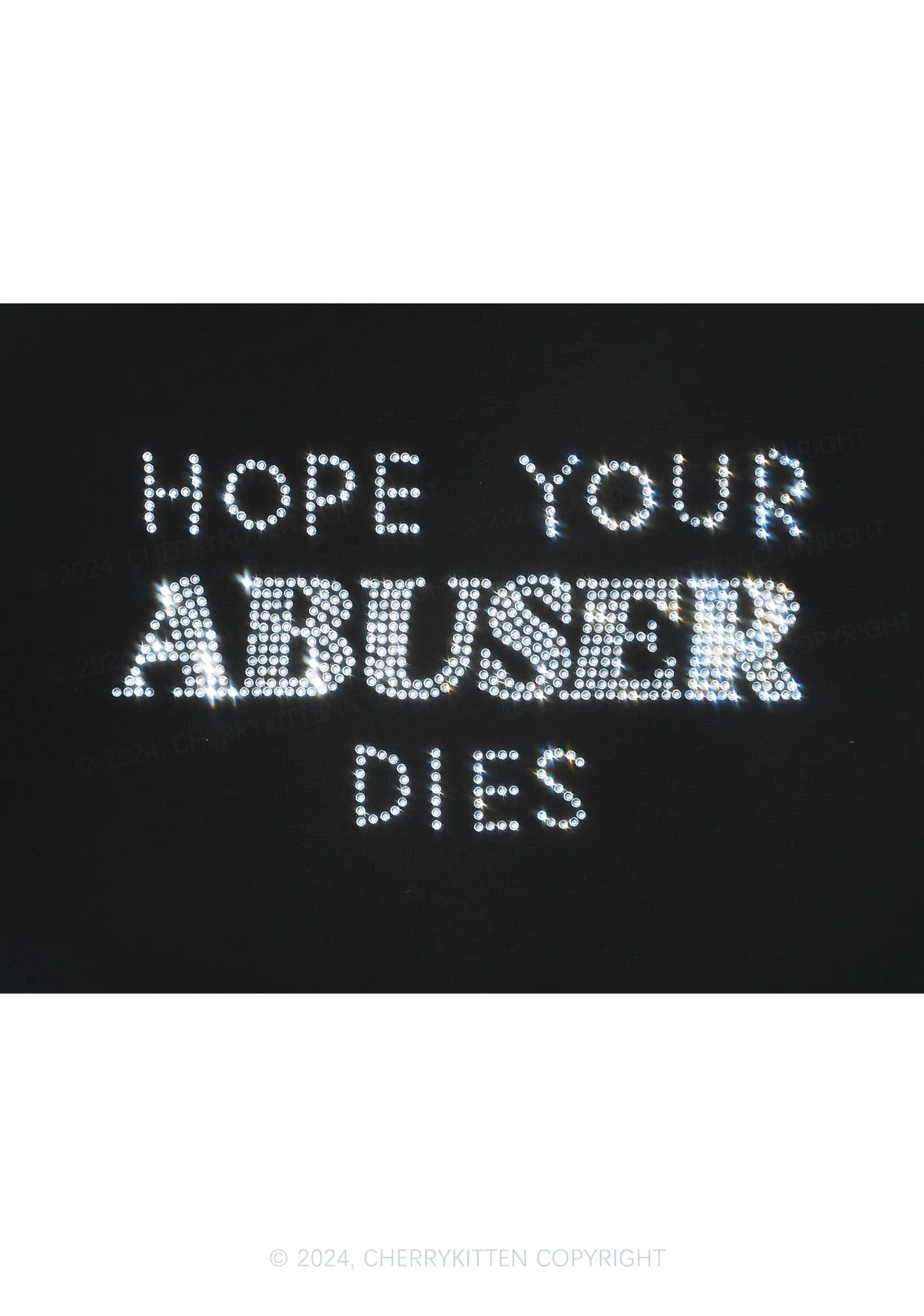 Rhinestone Abuser Dies Y2K Baby Tee Cherrykitten - Image 5