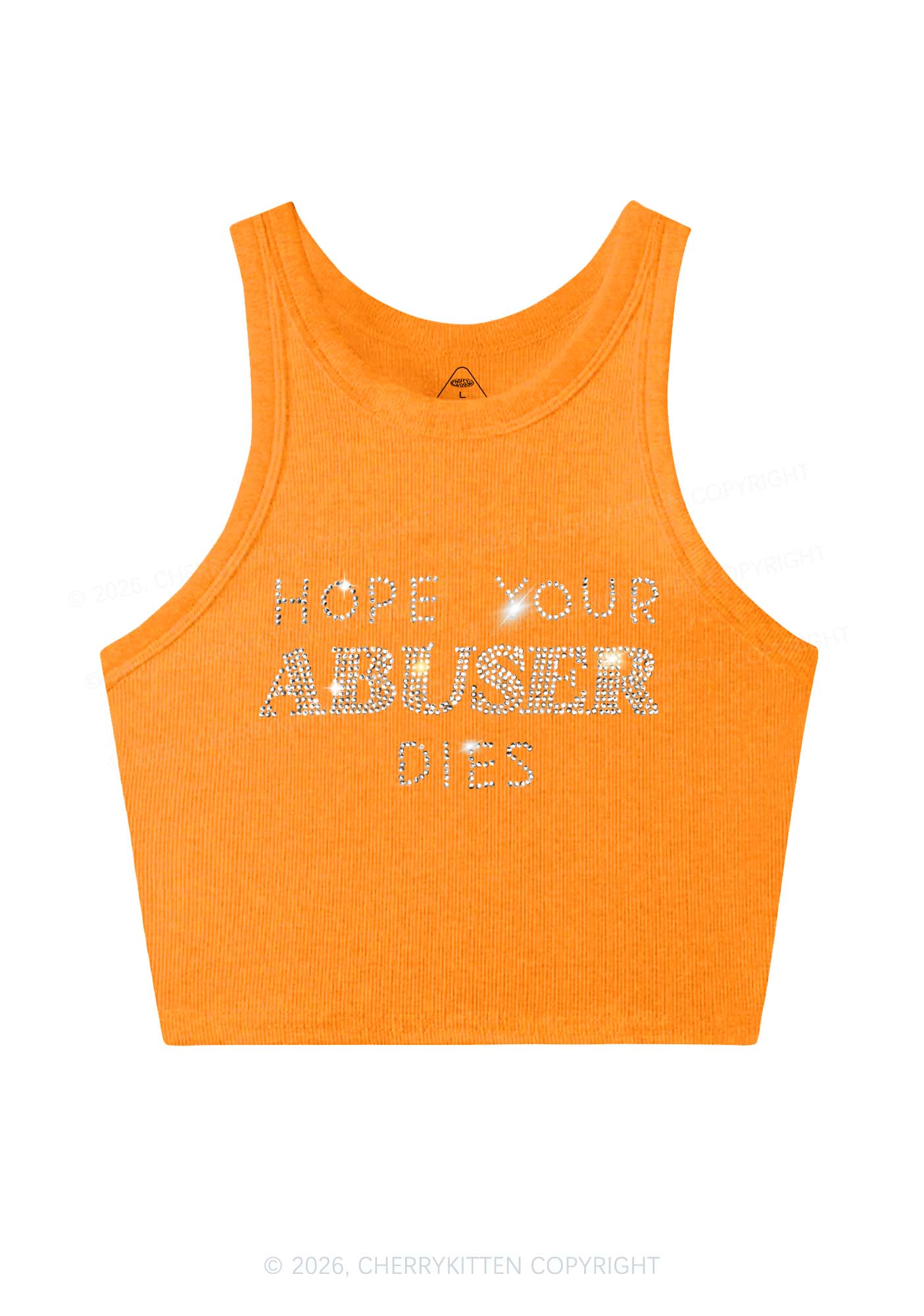 Rhinestone Abuser Dies Y2K Crop Tank Top Cherrykitten - Image 6