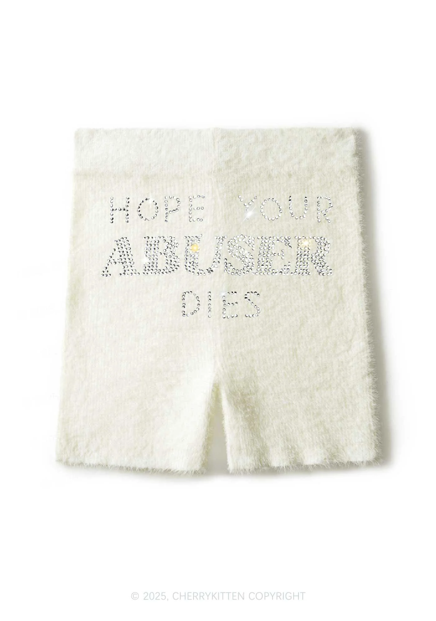 Rhinestone Abuser Dies Y2K Fluffy Shorts Cherrykitten - Image 3