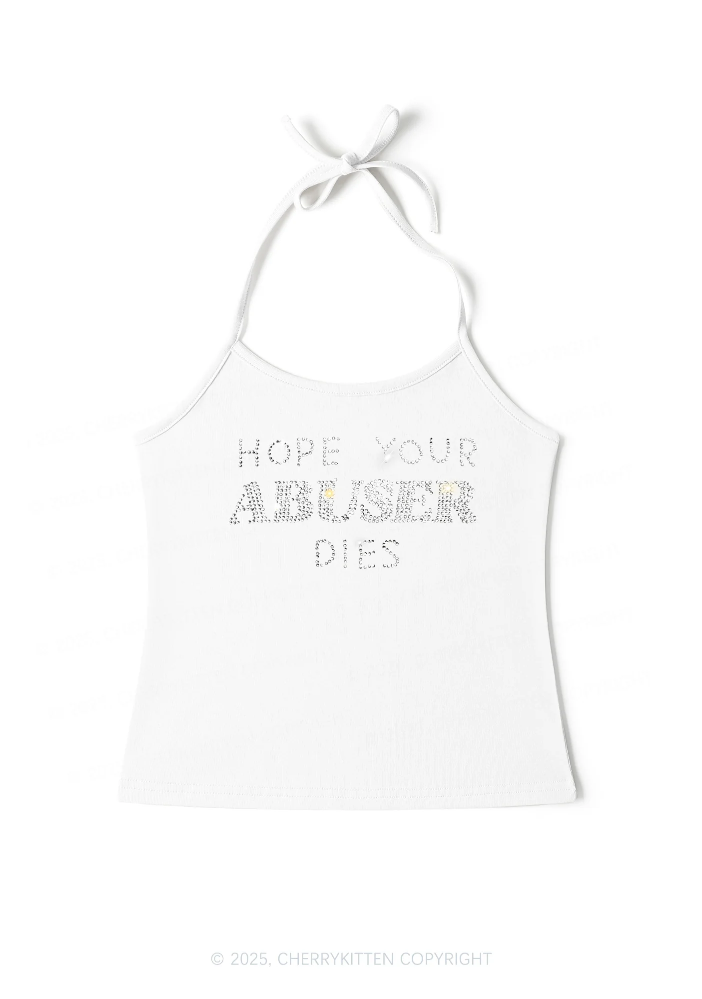Rhinestone Abuser Dies Y2K Halter Neck Cami Cherrykitten - Image 3